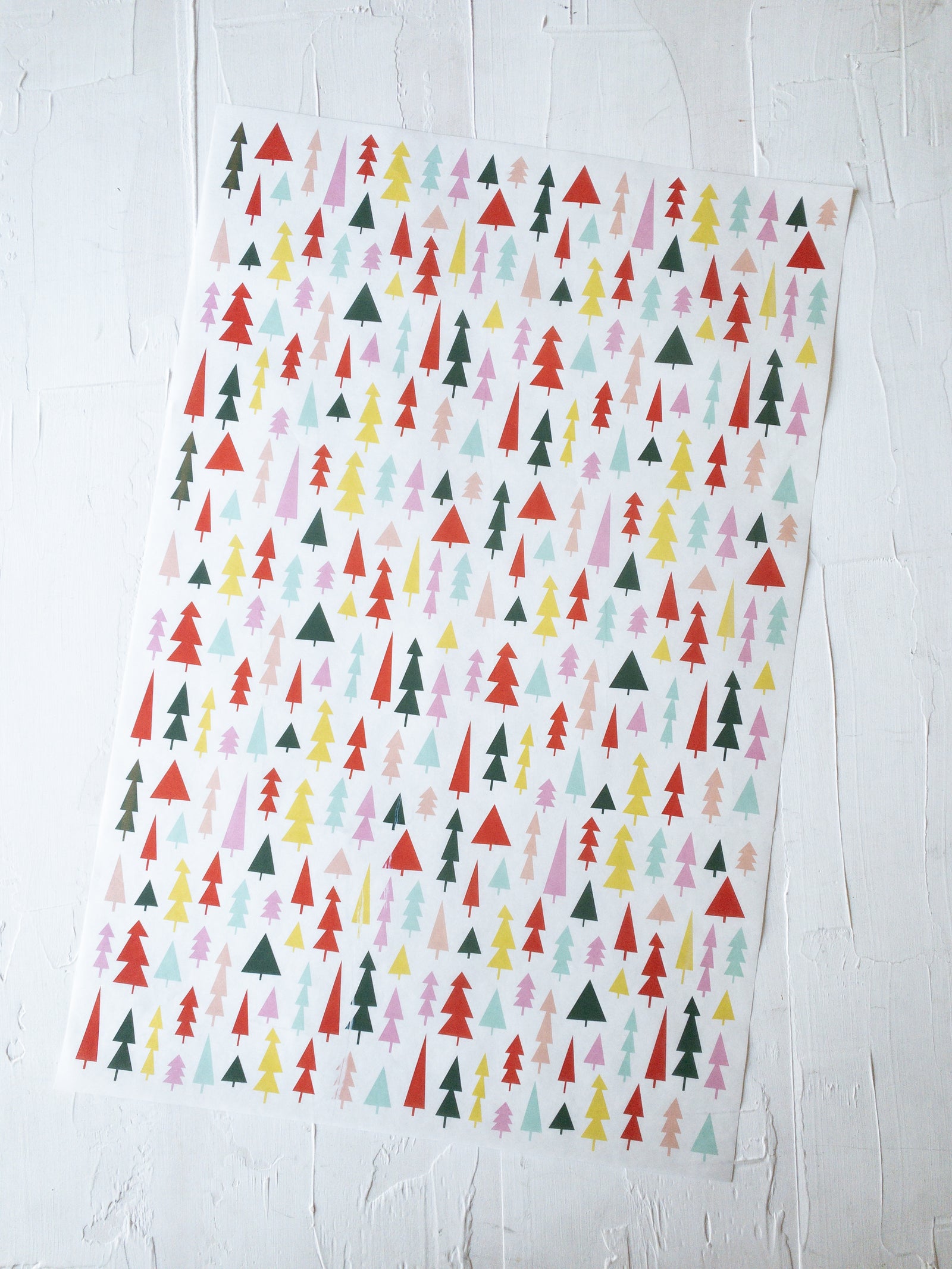 50 PAPEL MANTEQUILLA 33X50 CM - PINOS DE COLORS - CON LOGO + INFO PINCHANDO LA FOTO