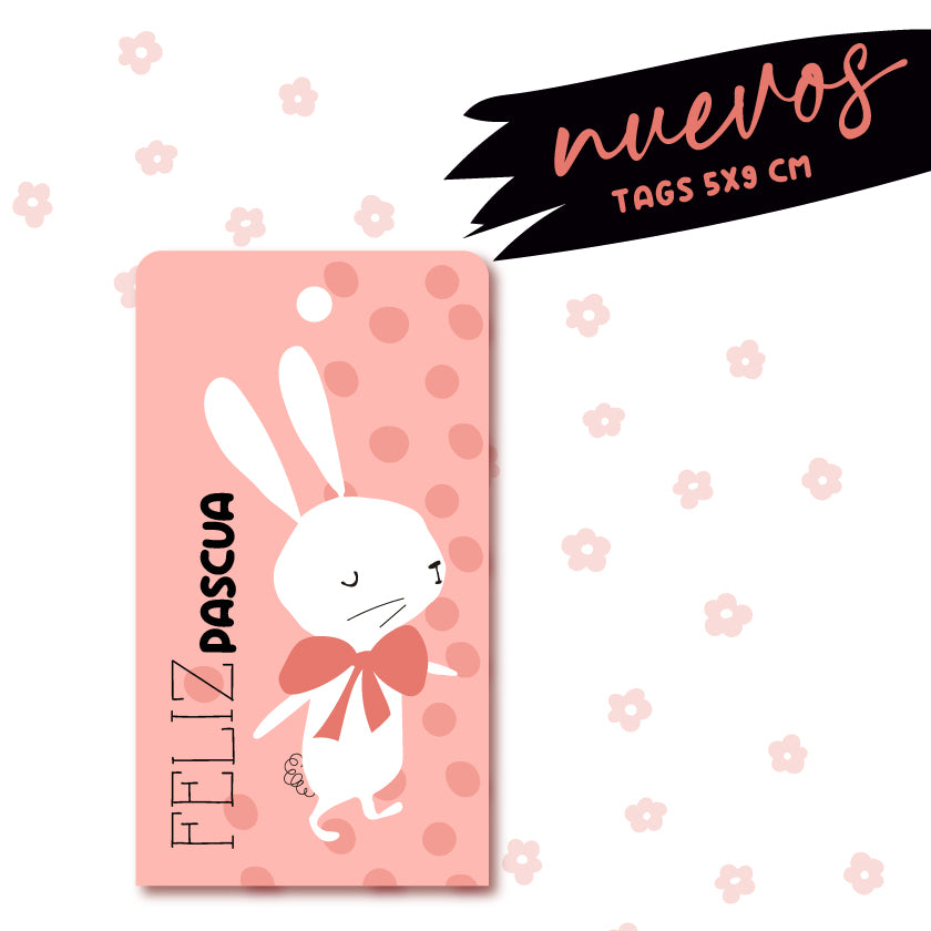 NUEVO TAG 5X9 CMS -  30 UNIDADES  CONEJO CAMINA COOL - MÁS INFO CLICK FOTO