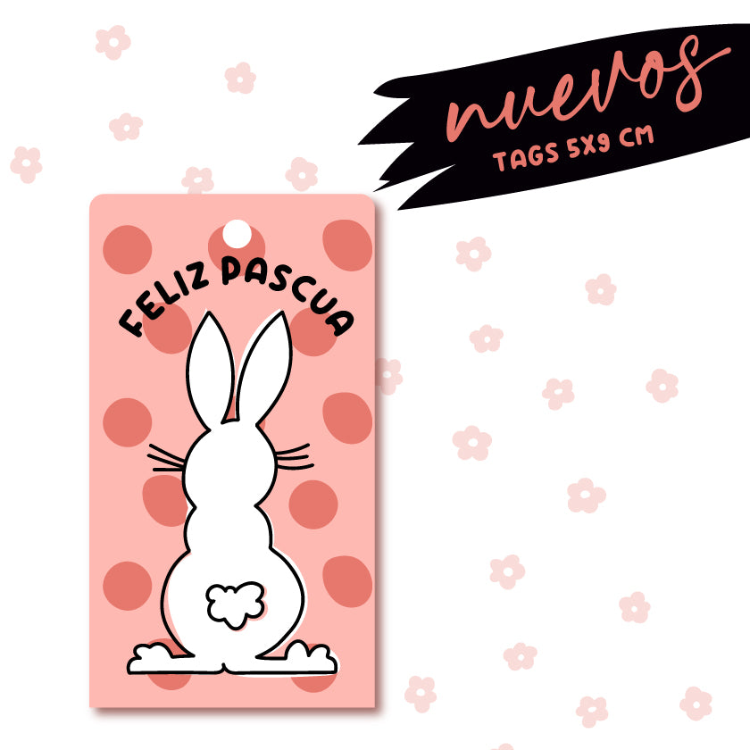NUEVO TAG 5X9 CMS -  30 UNIDADES  CONEJITO DE ESPALDA - MÁS INFO CLICK FOTO