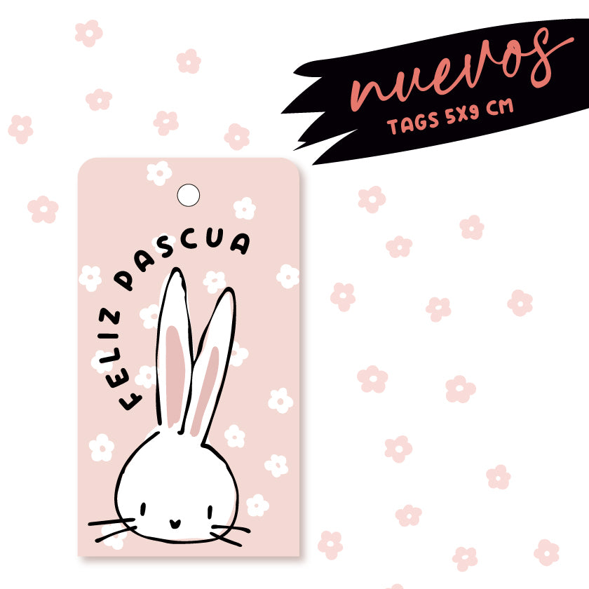 NUEVO TAG 5X9 CMS -  30 UNIDADES MASCARA DE CONEJITO - MÁS INFO CLICK FOTO