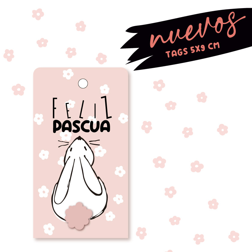 NUEVO TAG 5X9 CMS -  30 UNIDADES CONEJITO MIRANDO - MÁS INFO CLICK FOTO