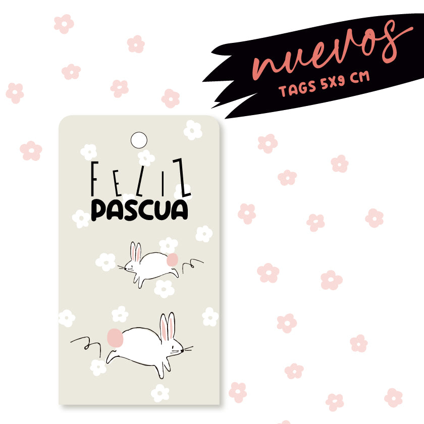 NUEVO TAG 5X9 CMS -  30 UNIDADES CONEJITOS - MÁS INFO CLICK FOTO