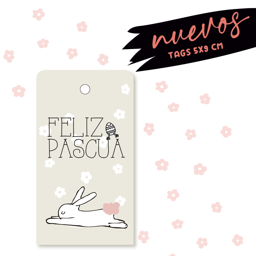NUEVO TAG 5X9 CMS -  30 UNIDADES CONEJITO EN SIESTA - MÁS INFO CLICK FOTO