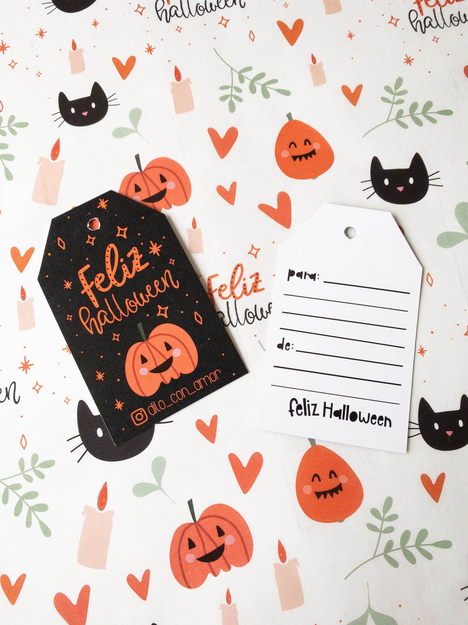 25 TAGS CALABAZAS Y GATITOS IMPRESO 2 CARAS - MÁS INFO PINCHA LA FOTO