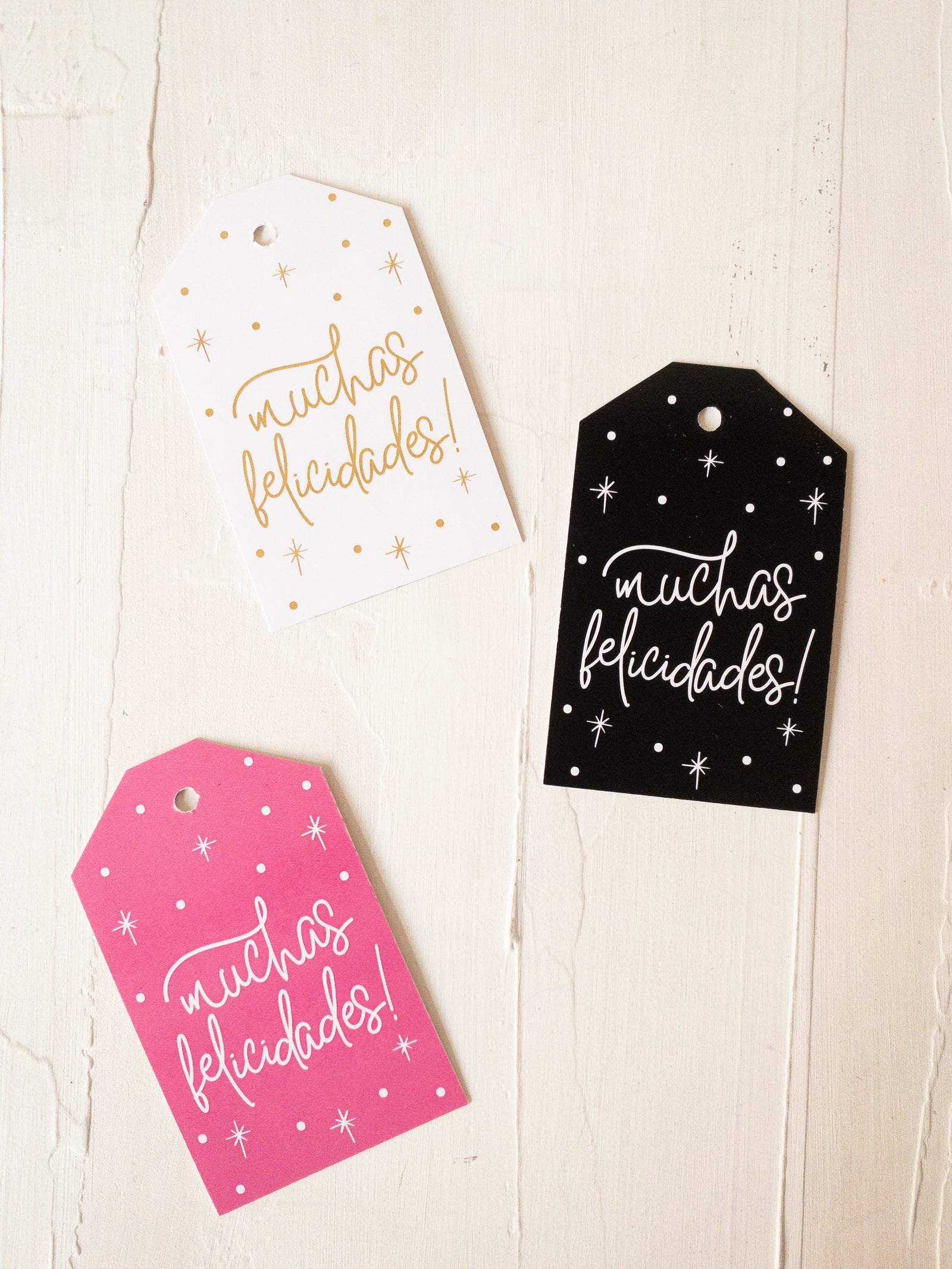 25 TAGS 8x5,5 CMS - TAG FELICIDADES -  PINCHA LA FOTO PARA MÁS INFO