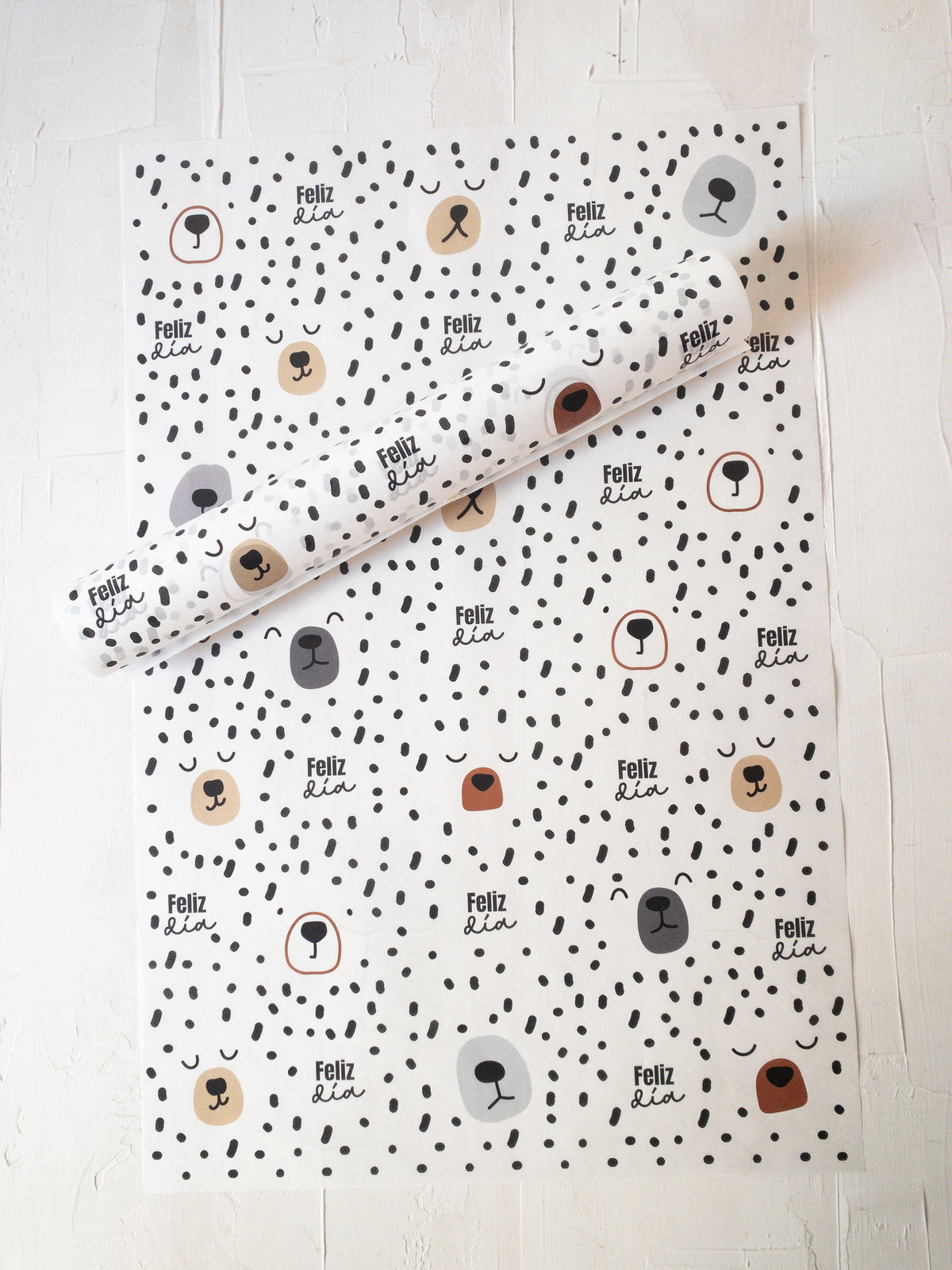 50 PAPEL MANTEQUILLA 33X50 CM - CARITAS DE OSO - SIN LOGO + INFO PINCHANDO LA FOTO