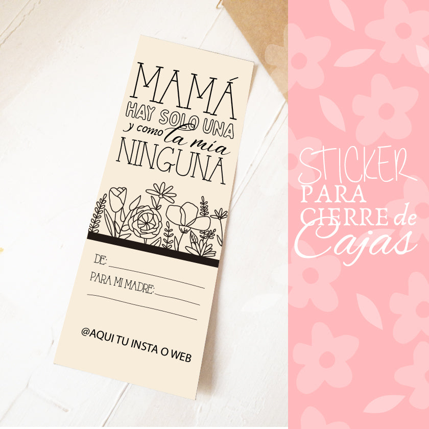 28 UNIDADES  STICKER DÍA MAMÁ - CREMA