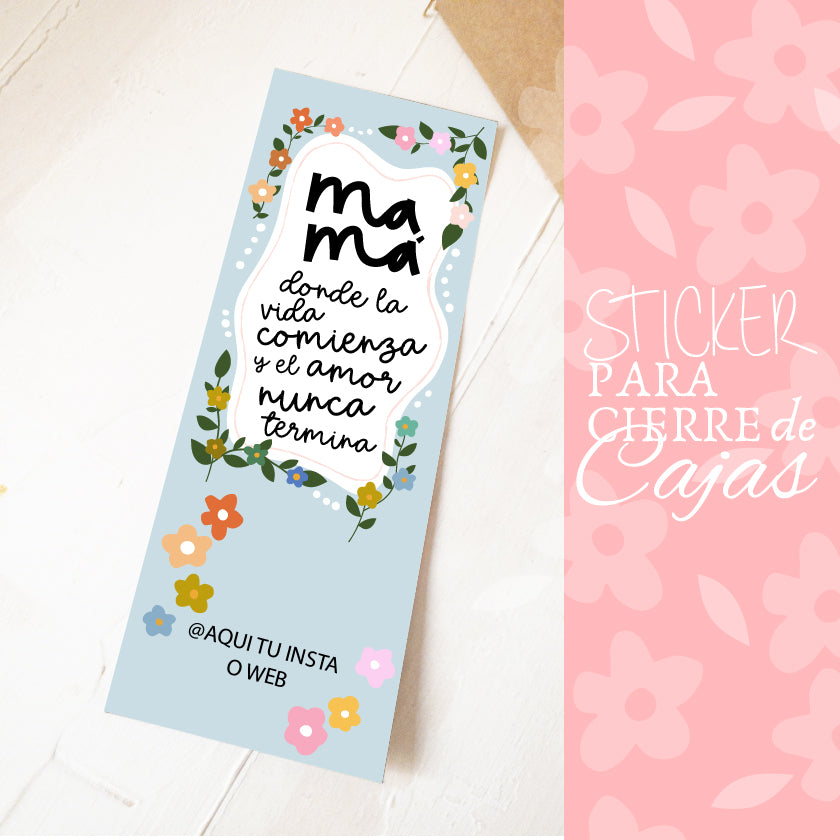 28 UNIDADES  STICKER DÍA MAMÁ - CELESTE