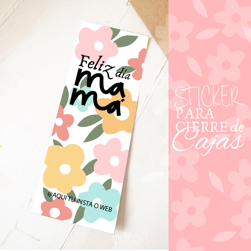 28 UNIDADES  STICKER DÍA MAMÁ - FLOR