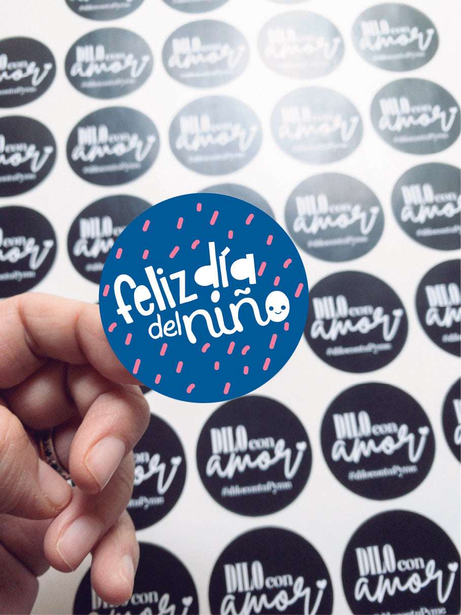 40 STICKER DÍA DEL NIÑO &quot;AZUL&quot;