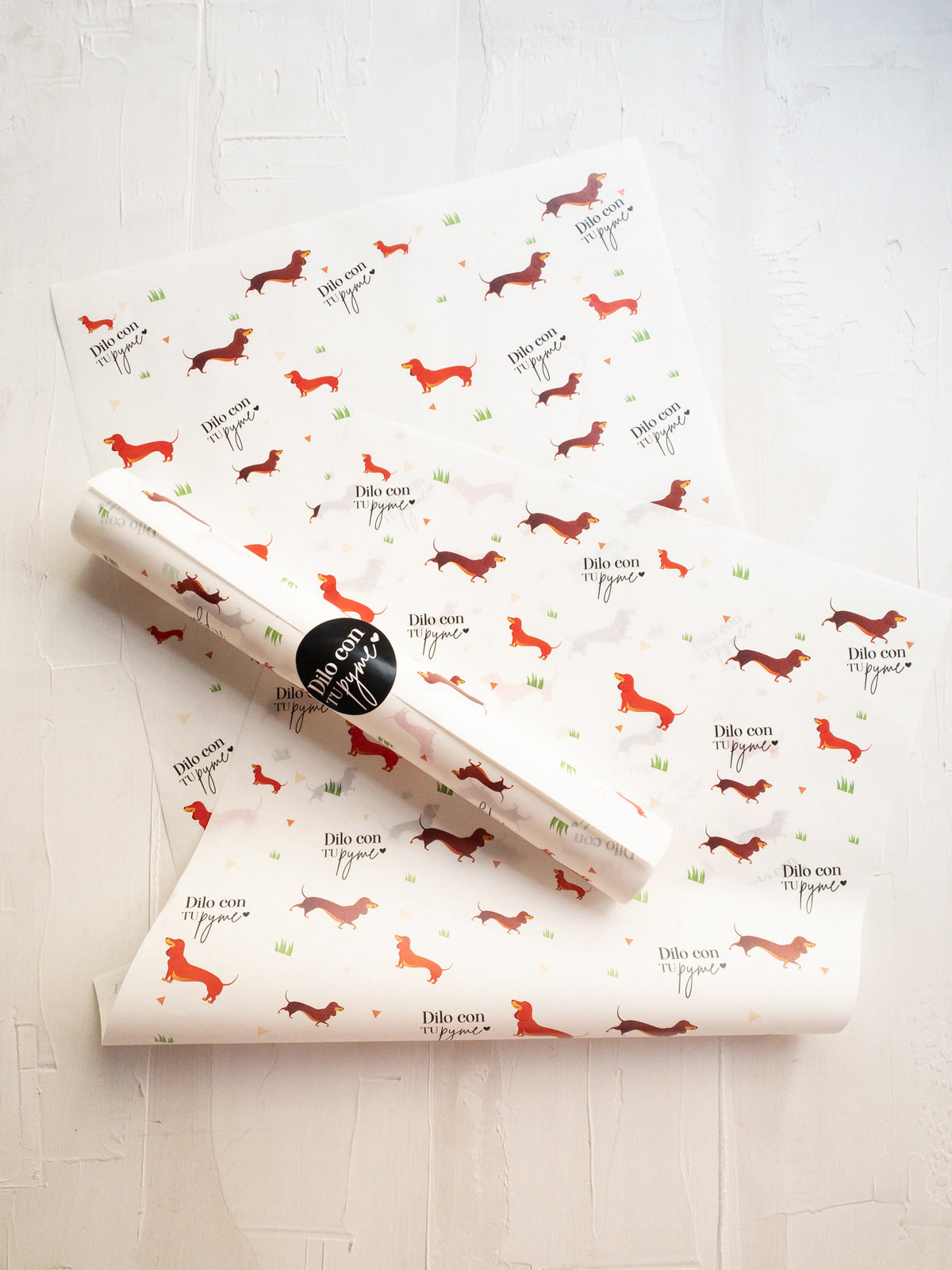 50 PAPEL MANTEQUILLA 33X50 CM -  SALCHI STYLE - CON LOGO + INFO PINCHANDO LA FOTO