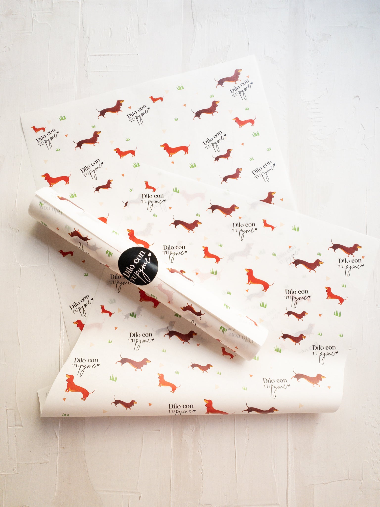 50 PAPEL MANTEQUILLA 33X50 CM -  SALCHI STYLE - CON LOGO + INFO PINCHANDO LA FOTO