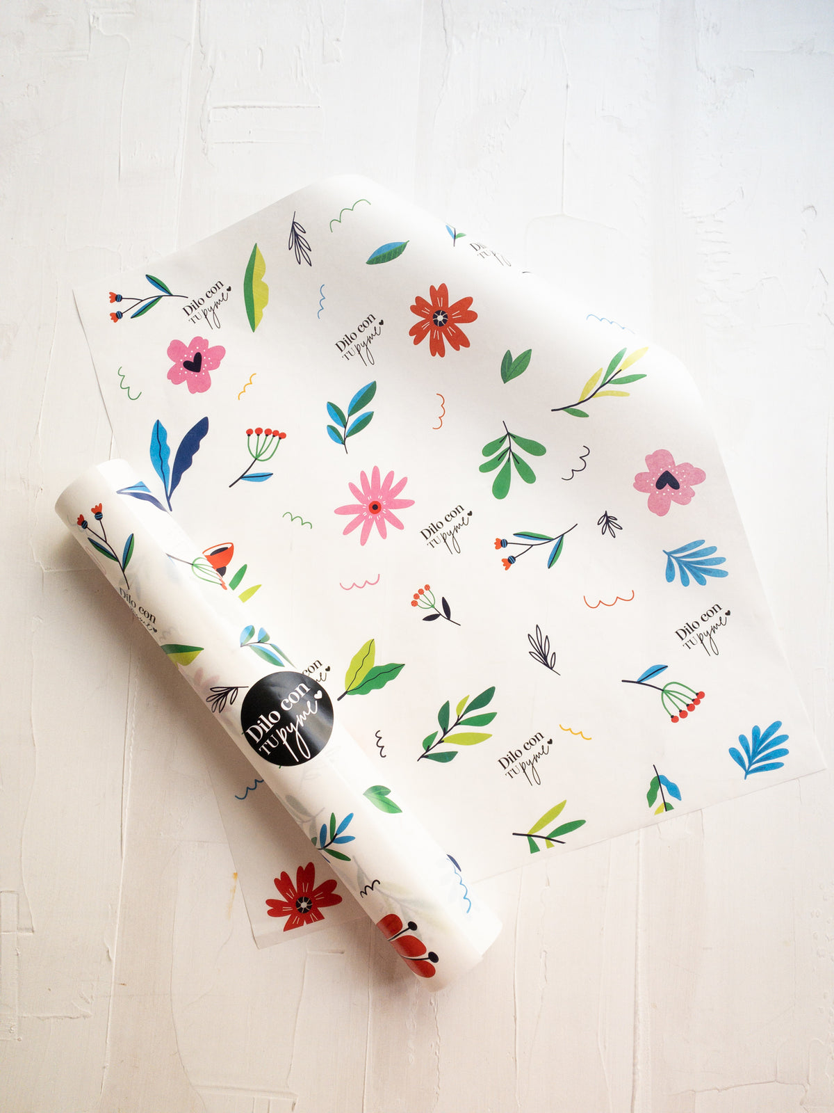 50 PAPEL MANTEQUILLA 33X50 CM - FLORES COLOR PRIMAVERA - CON LOGO + INFO PINCHANDO LA FOTO