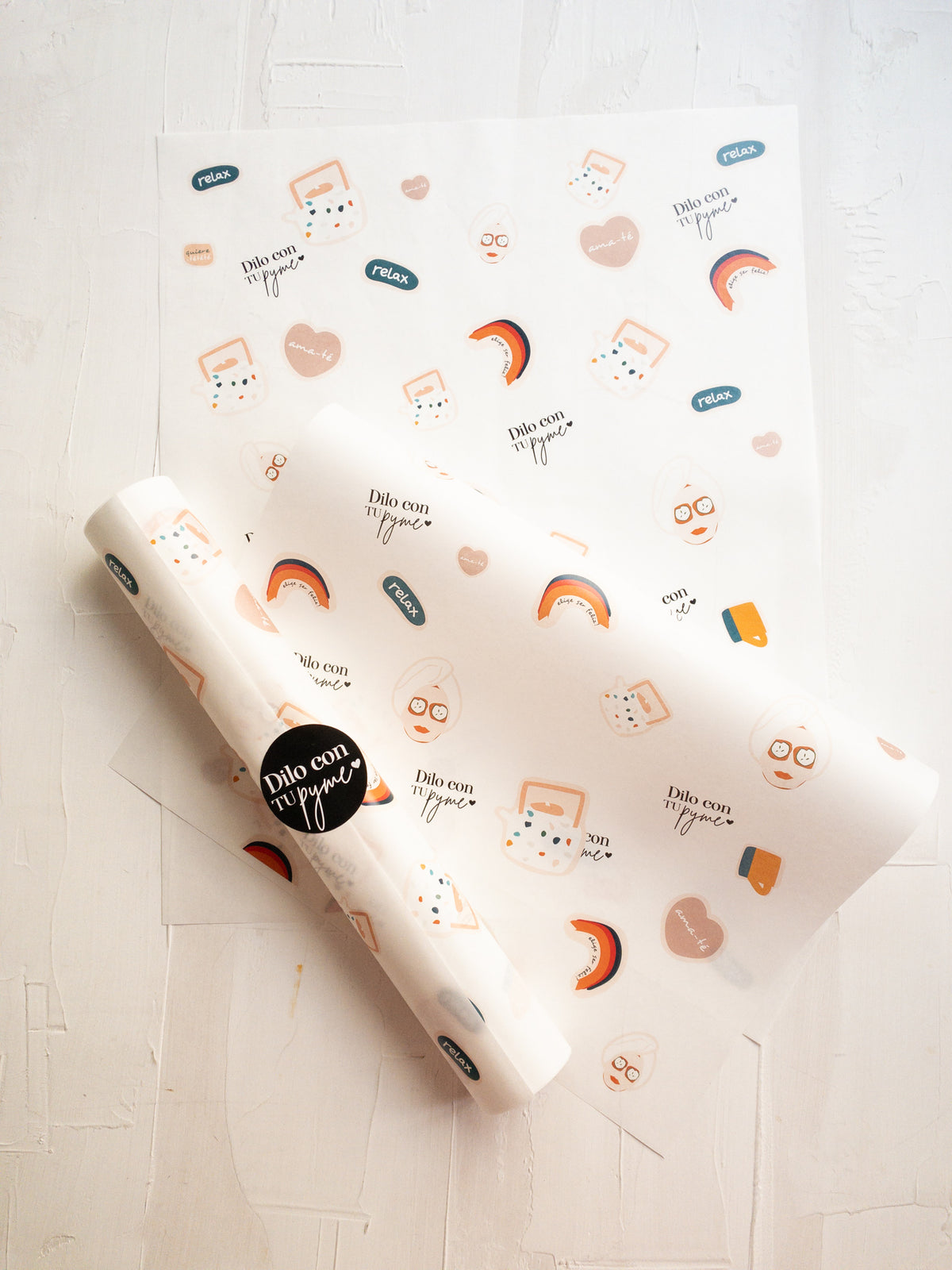 50 PAPEL MANTEQUILLA 33X50 CM - UN MOMENTO PARA TI - CON LOGO + INFO PINCHANDO LA FOTO