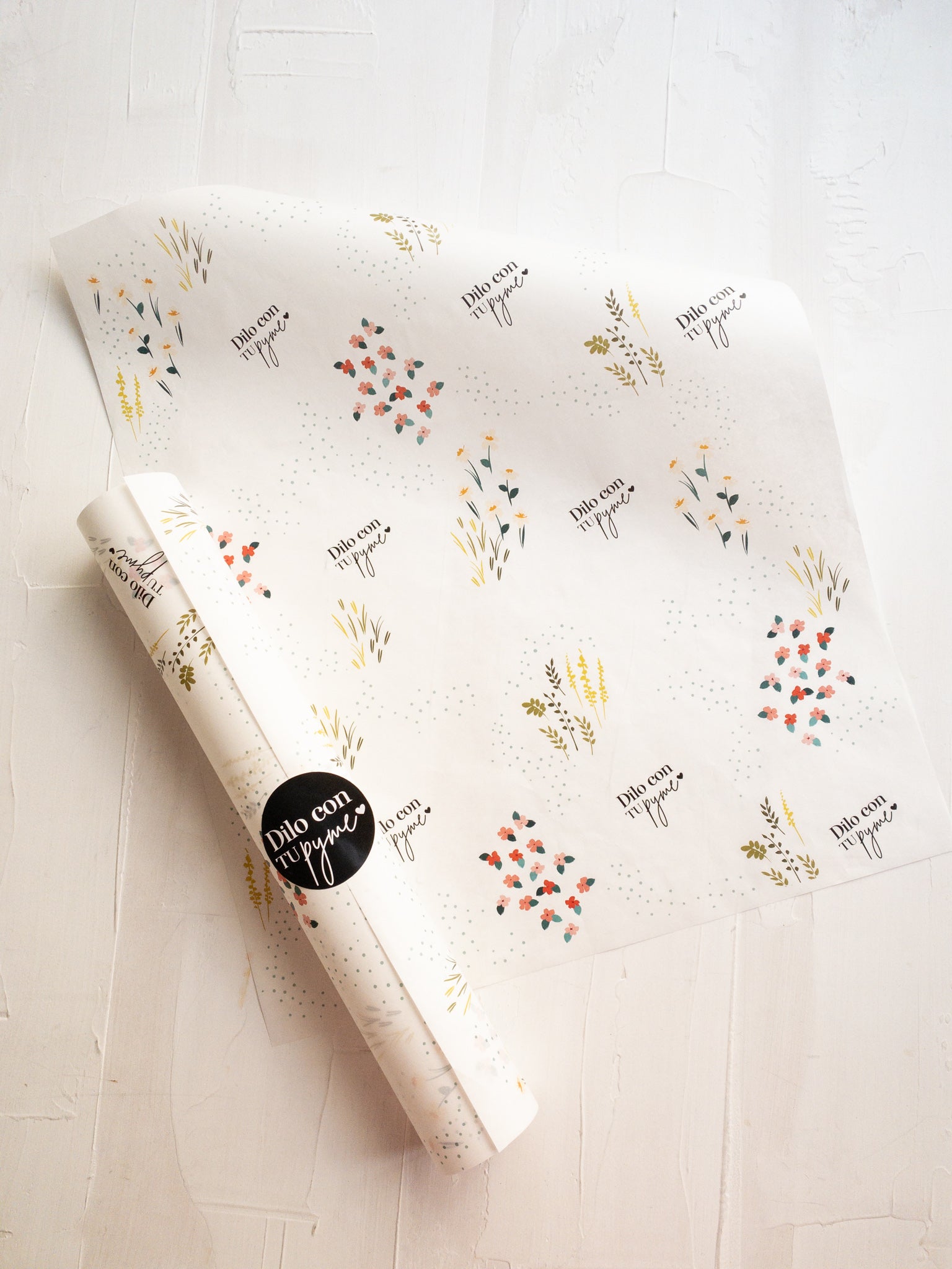 50 PAPEL MANTEQUILLA 33X50 CM - MINI FLORES PRIMAVERA - CON LOGO + INFO PINCHANDO LA FOTO