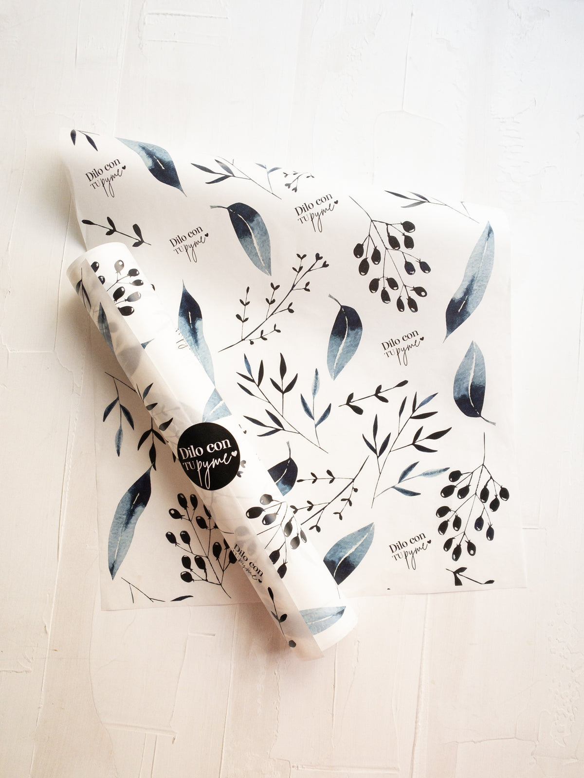 50 PAPEL MANTEQUILLA 33X50 CM - HOJAS Y PLUMAS - CON LOGO + INFO PINCHANDO LA FOTO