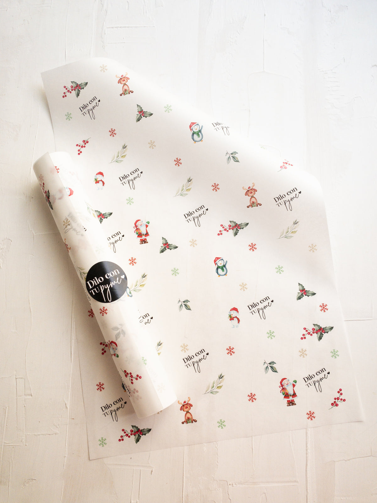 50 PAPEL MANTEQUILLA 33X50 CM - SANTA Y RUDOLF ACUARELA - CON LOGO + INFO PINCHANDO LA FOTO