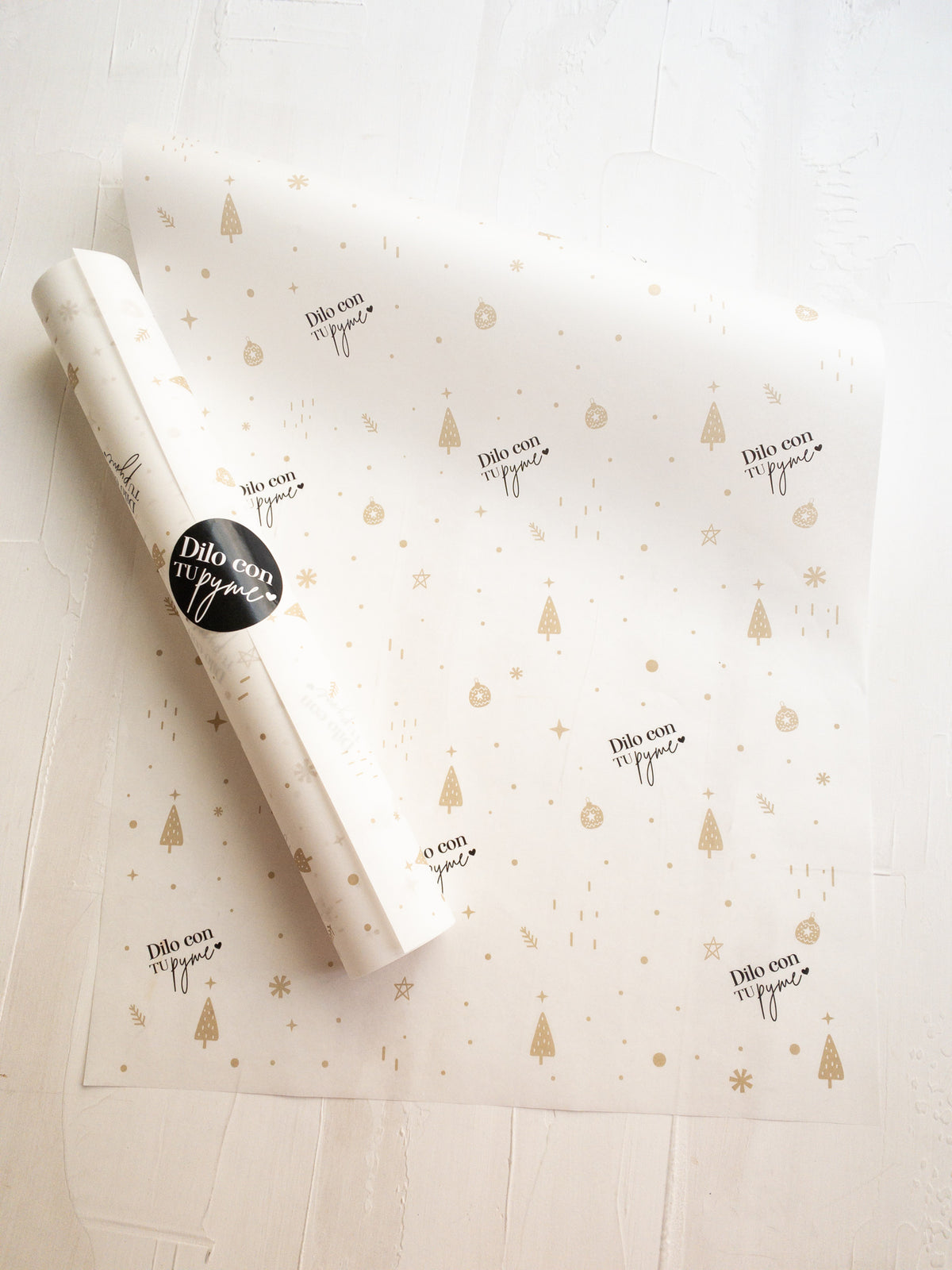 50 PAPEL MANTEQUILLA 33X50 CM - NAVIDAD FOLK DORADO (NO BRILLA) - CON LOGO + INFO PINCHANDO LA FOTO