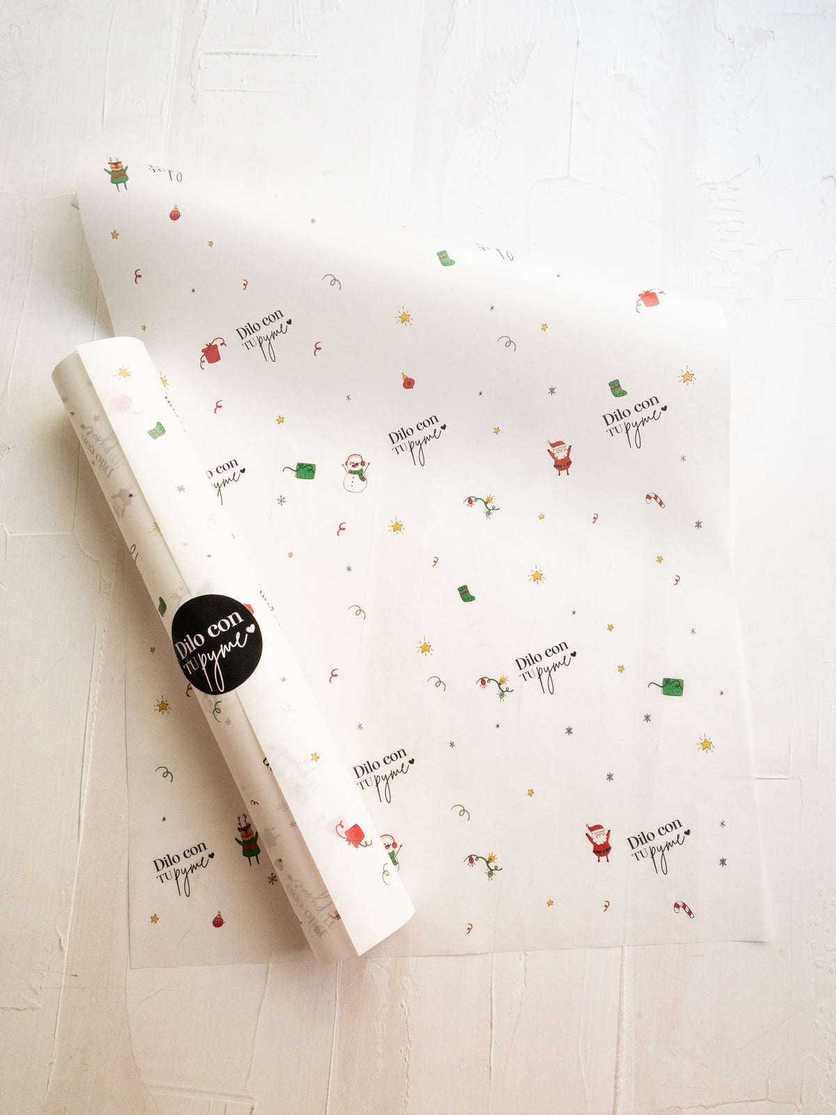 50 PAPEL MANTEQUILLA 33X50 CM - SANTA Y MUÑECO DE NIEVE - CON LOGO + INFO PINCHANDO LA FOTO