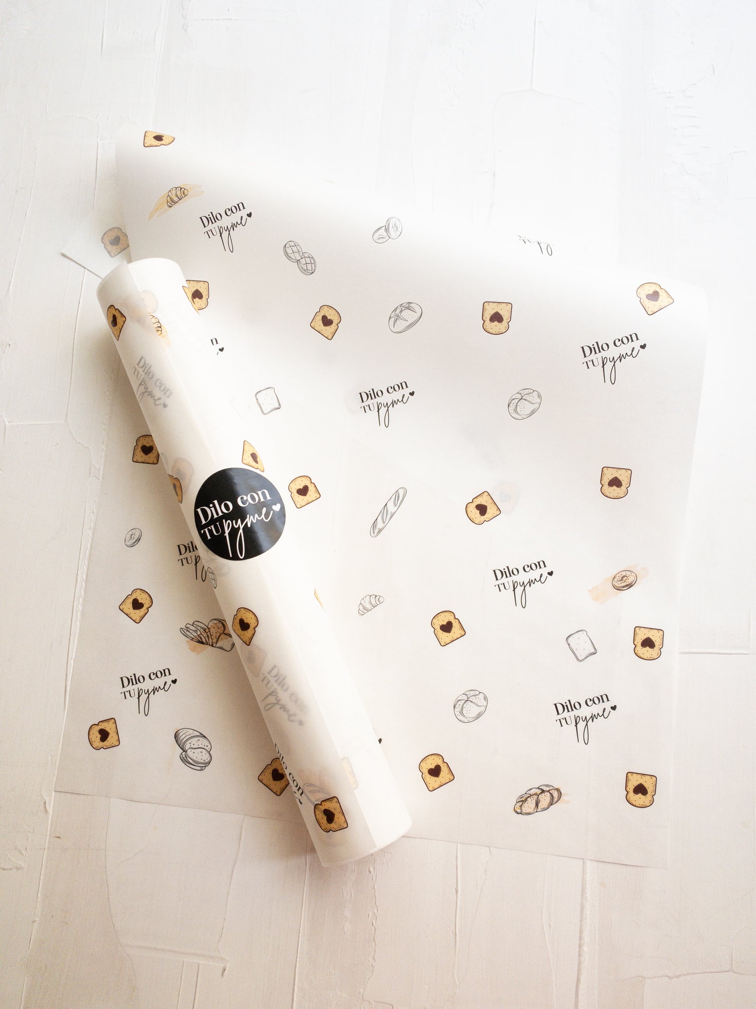 50 PAPEL MANTEQUILLA 33X50 CM - PANADERO DE CORAZÓN - CON LOGO + INFO PINCHANDO LA FOTO