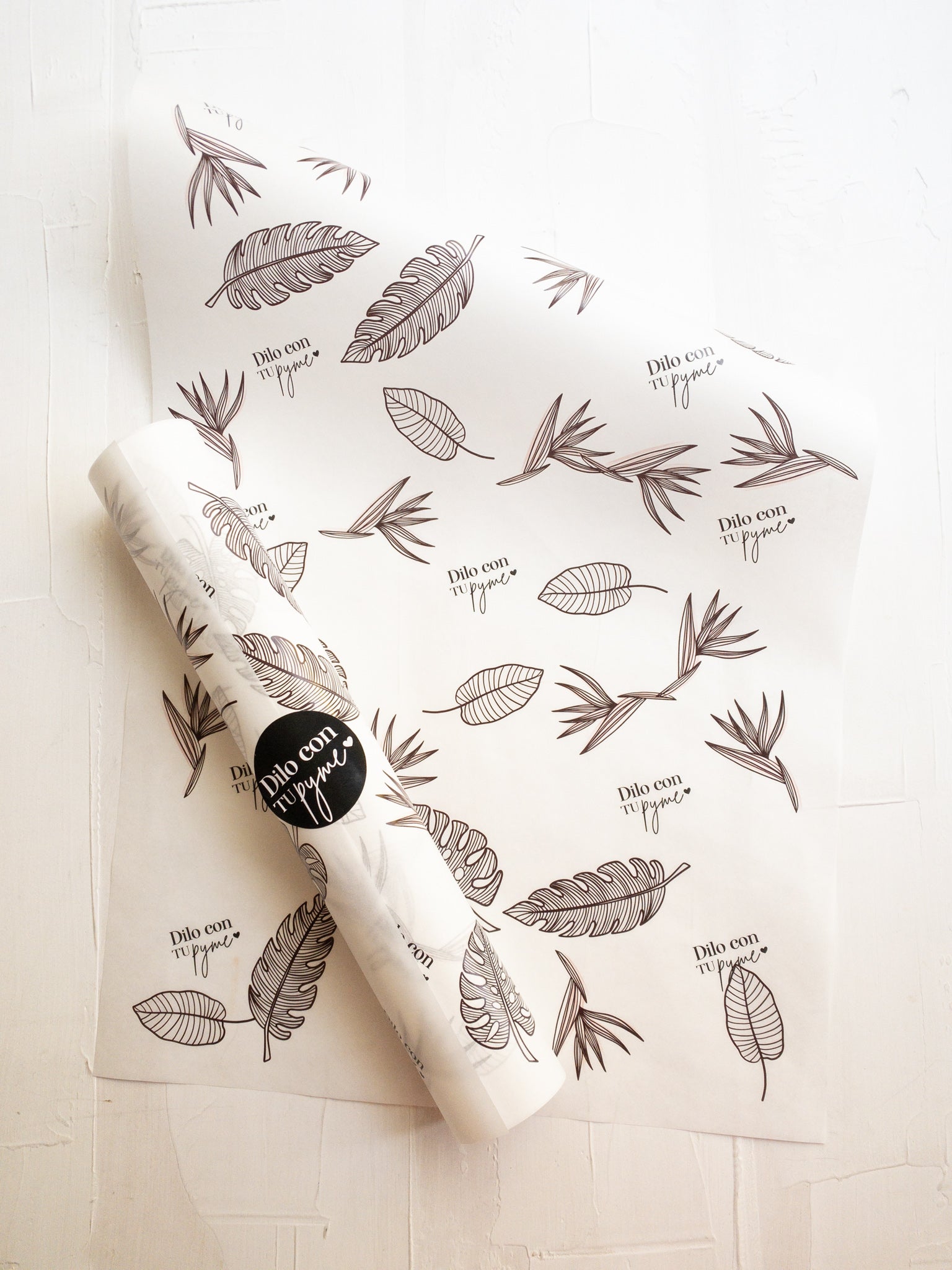 50 PAPEL MANTEQUILLA 33X50 CM - HOJAS MODERNAS EN LÍNEA - CON LOGO + INFO PINCHANDO LA FOTO