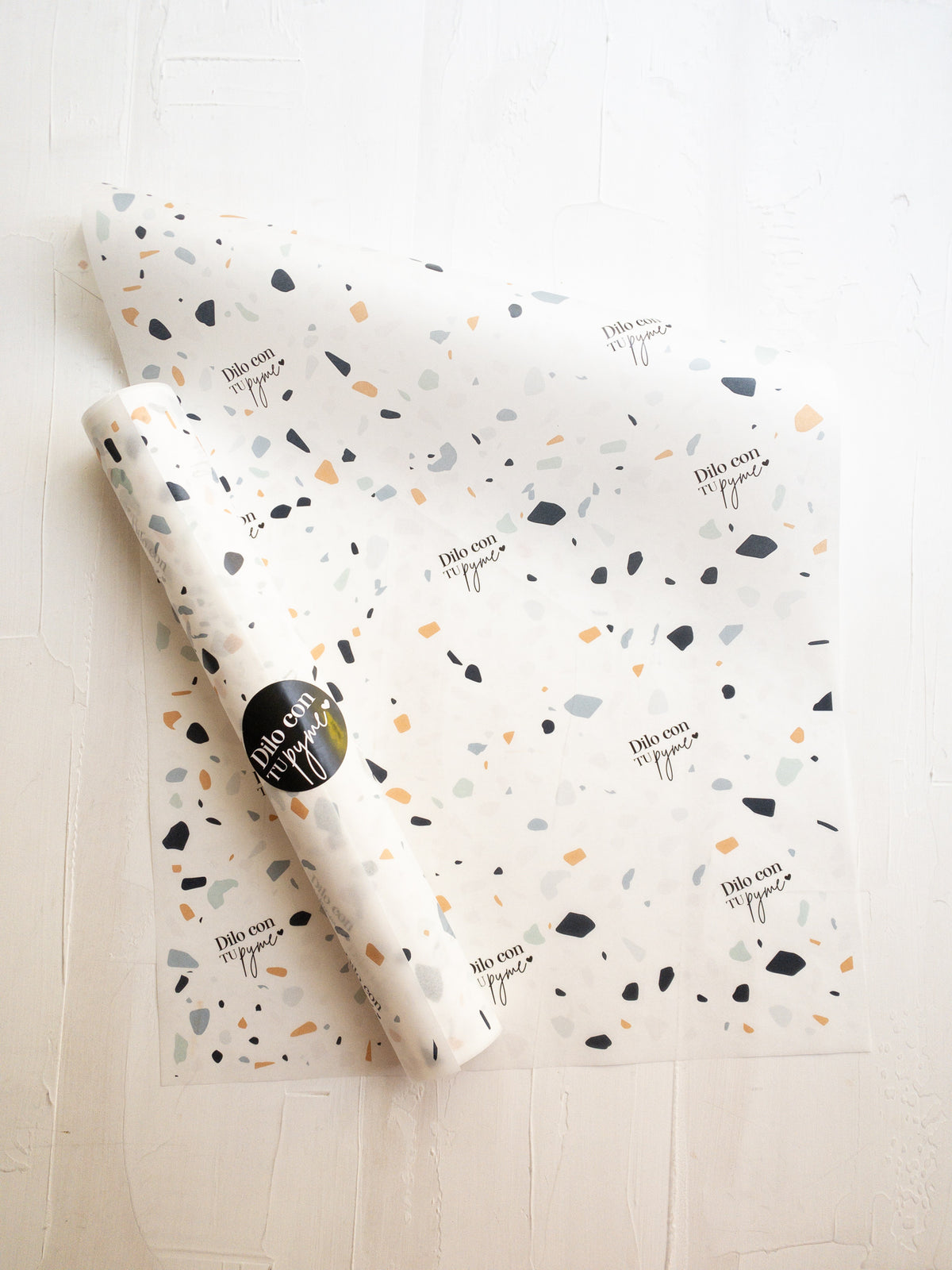 50 PAPEL MANTEQUILLA 33X50 CM - TERRAZO  - CON LOGO + INFO PINCHANDO LA FOTO