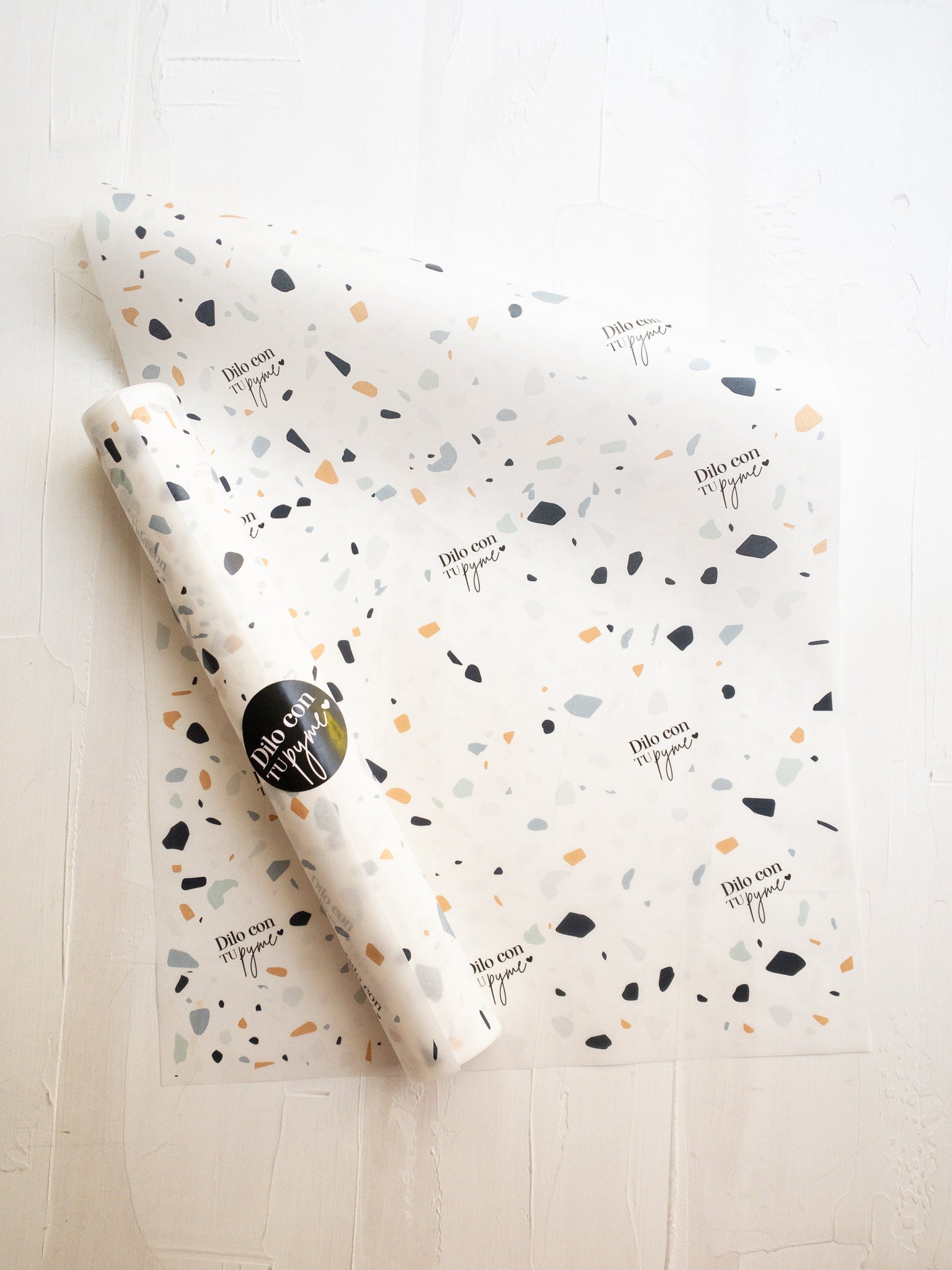 50 PAPEL MANTEQUILLA 33X50 CM - TERRAZO  - CON LOGO + INFO PINCHANDO LA FOTO