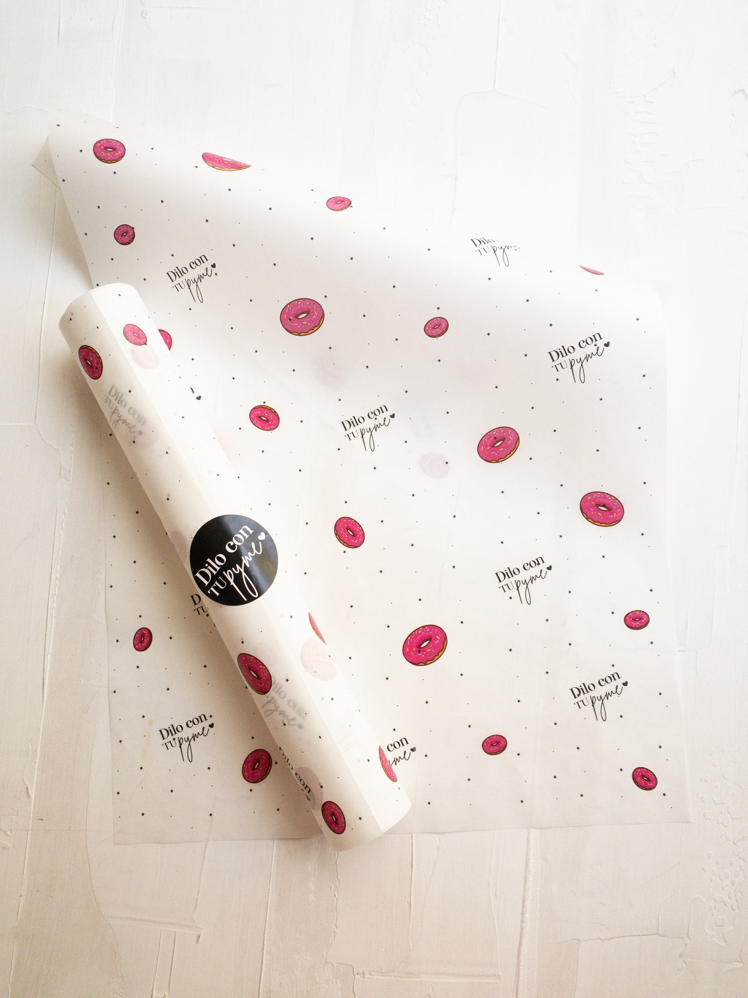 50 PAPEL MANTEQUILLA 33X50 CM - ALGUIEN DIJO DONAS? - CON LOGO + INFO PINCHANDO LA FOTO