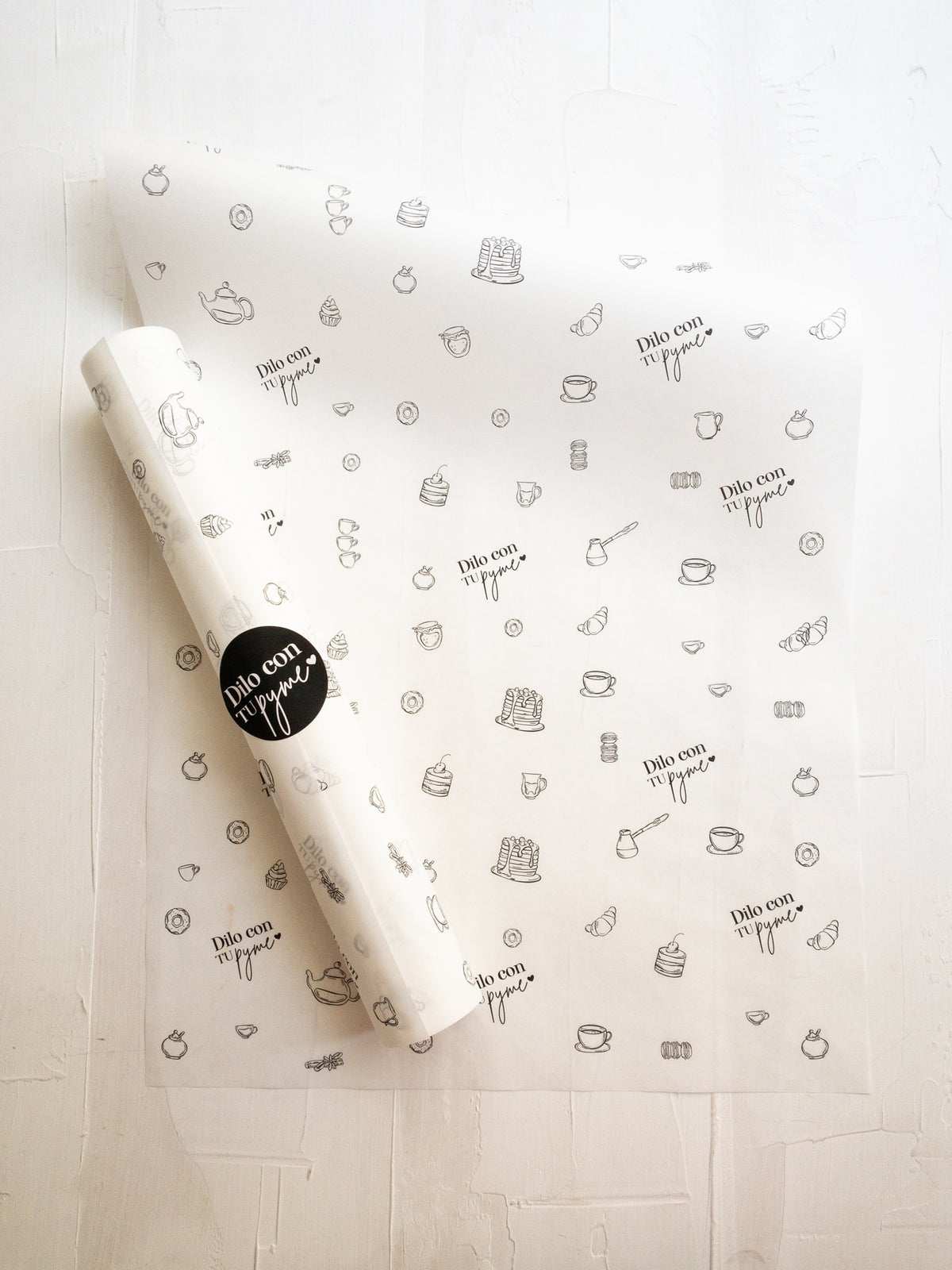 50 PAPEL MANTEQUILLA 33X50 CM - TÉ O CAFÉ? - CON LOGO + INFO PINCHANDO LA FOTO