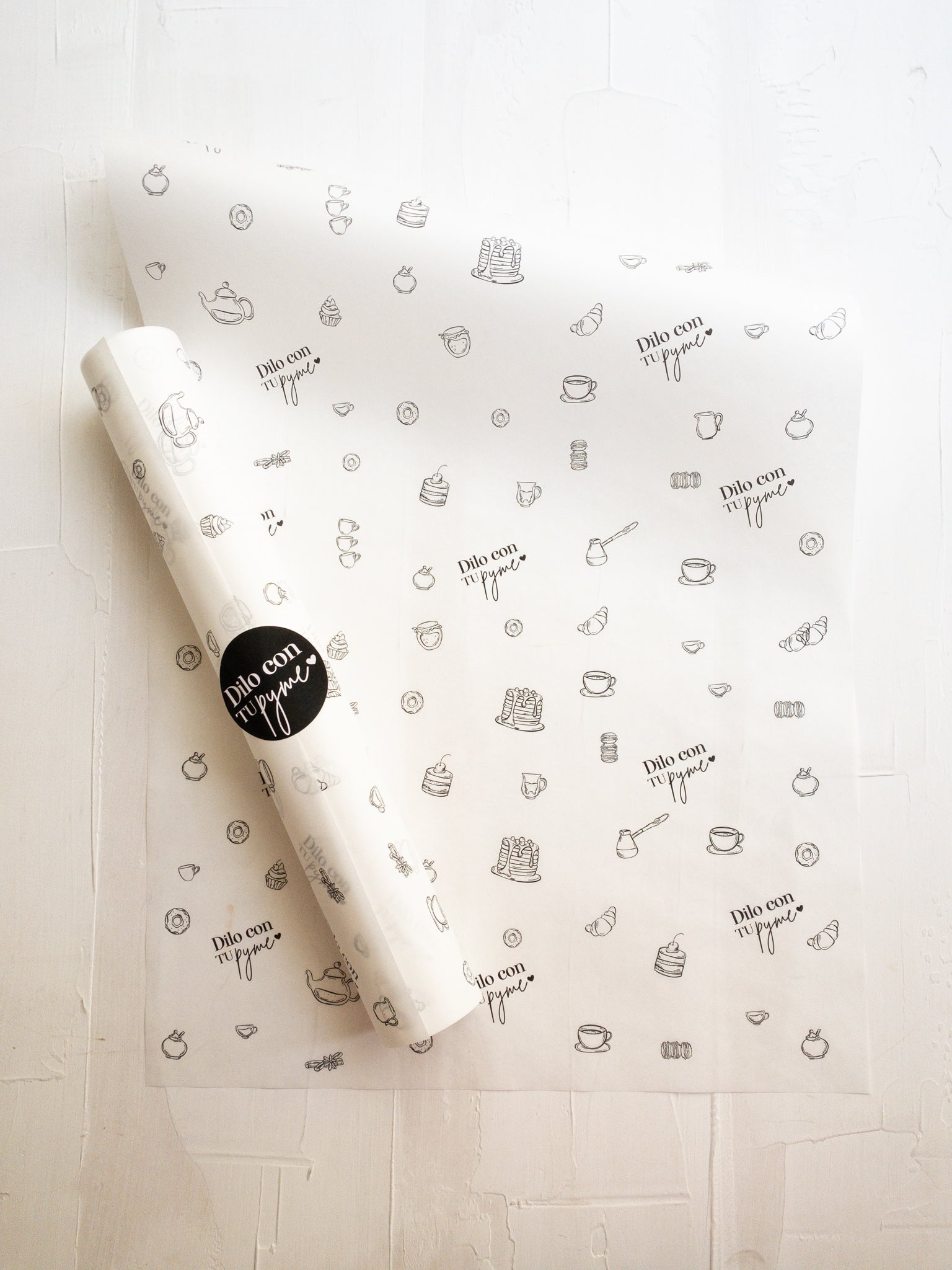 50 PAPEL MANTEQUILLA 33X50 CM - TÉ O CAFÉ? - CON LOGO + INFO PINCHANDO LA FOTO