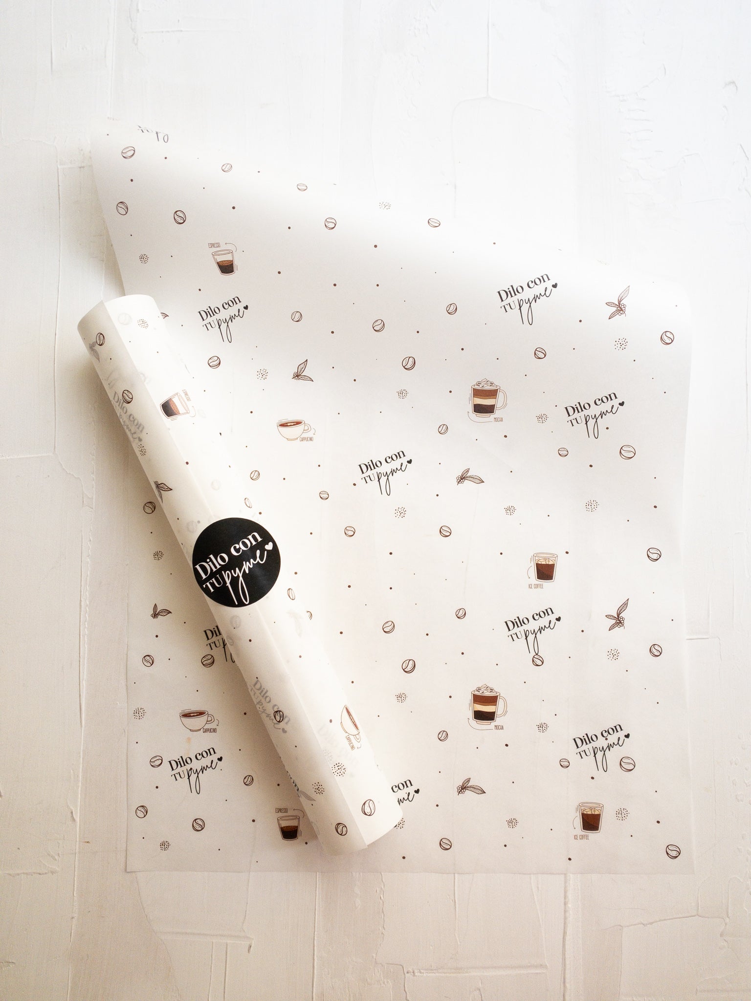 50 PAPEL MANTEQUILLA 33X50 CM - CAFÉ EN GRANO - CON LOGO + INFO PINCHANDO LA FOTO