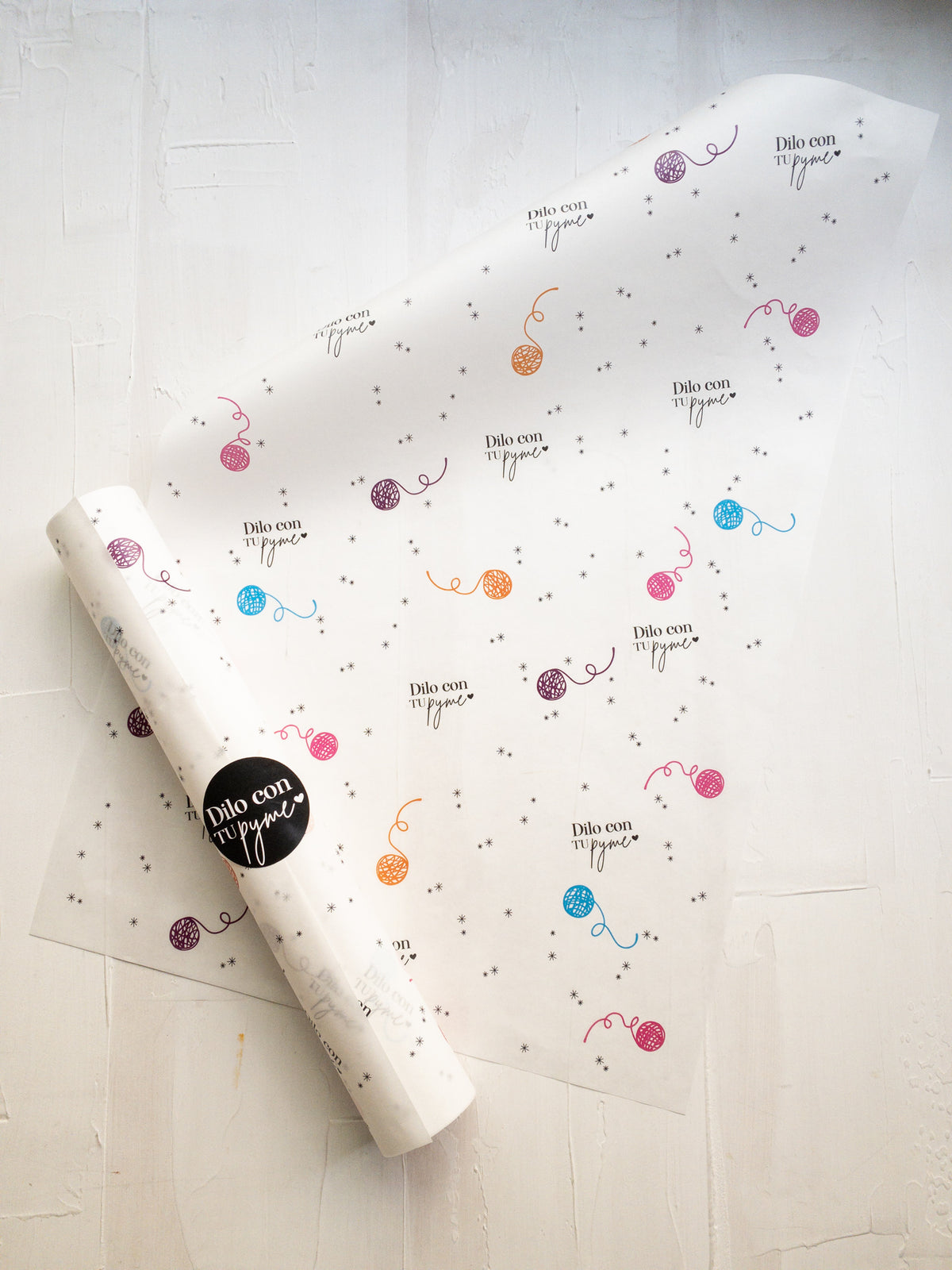 50 PAPEL MANTEQUILLA 33X50 CM - OVILLOS DE LANA - CON LOGO + INFO PINCHANDO LA FOTO