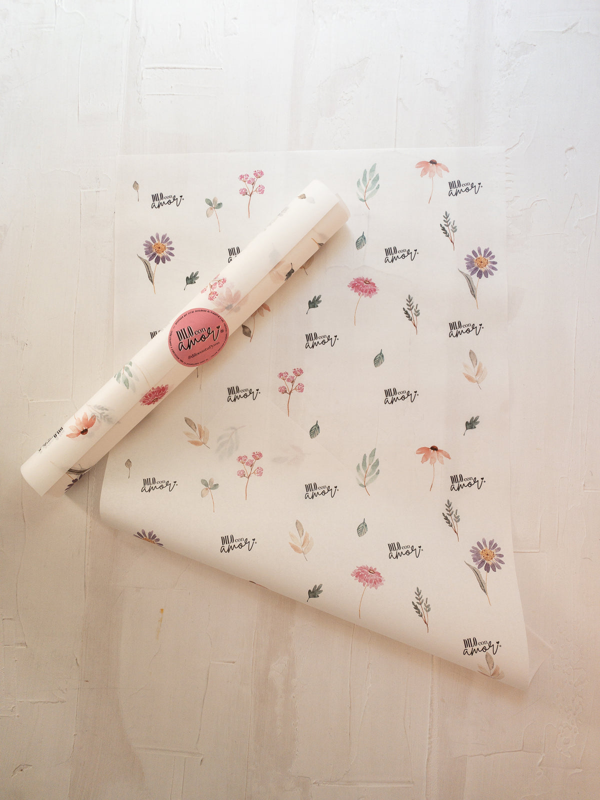 50 PAPEL MANTEQUILLA 33X50 CM - MARGARITAS DE ACUARELA - CON LOGO + INFO PINCHANDO LA FOTO