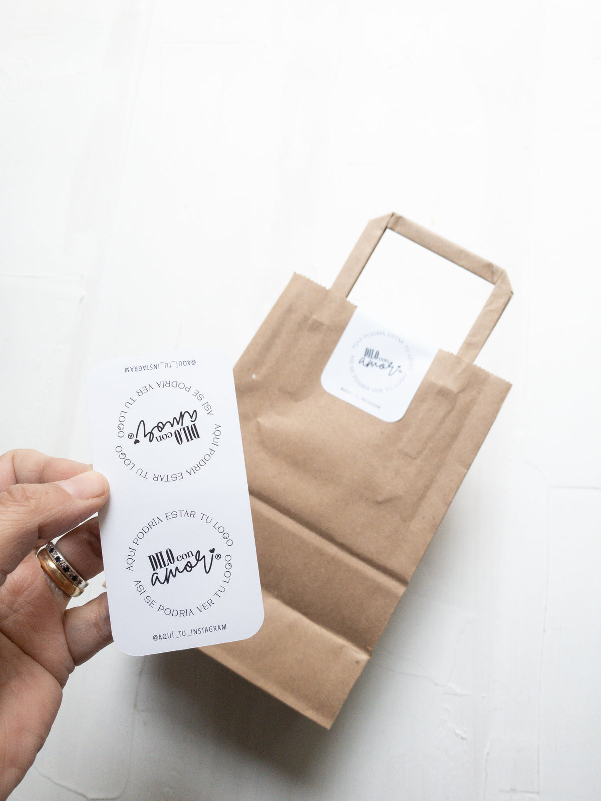 270 STICKER CIERRA BOLSA 4x8 cm CORTE EN PUNTA + INFO PINCHANDO LA FOTO