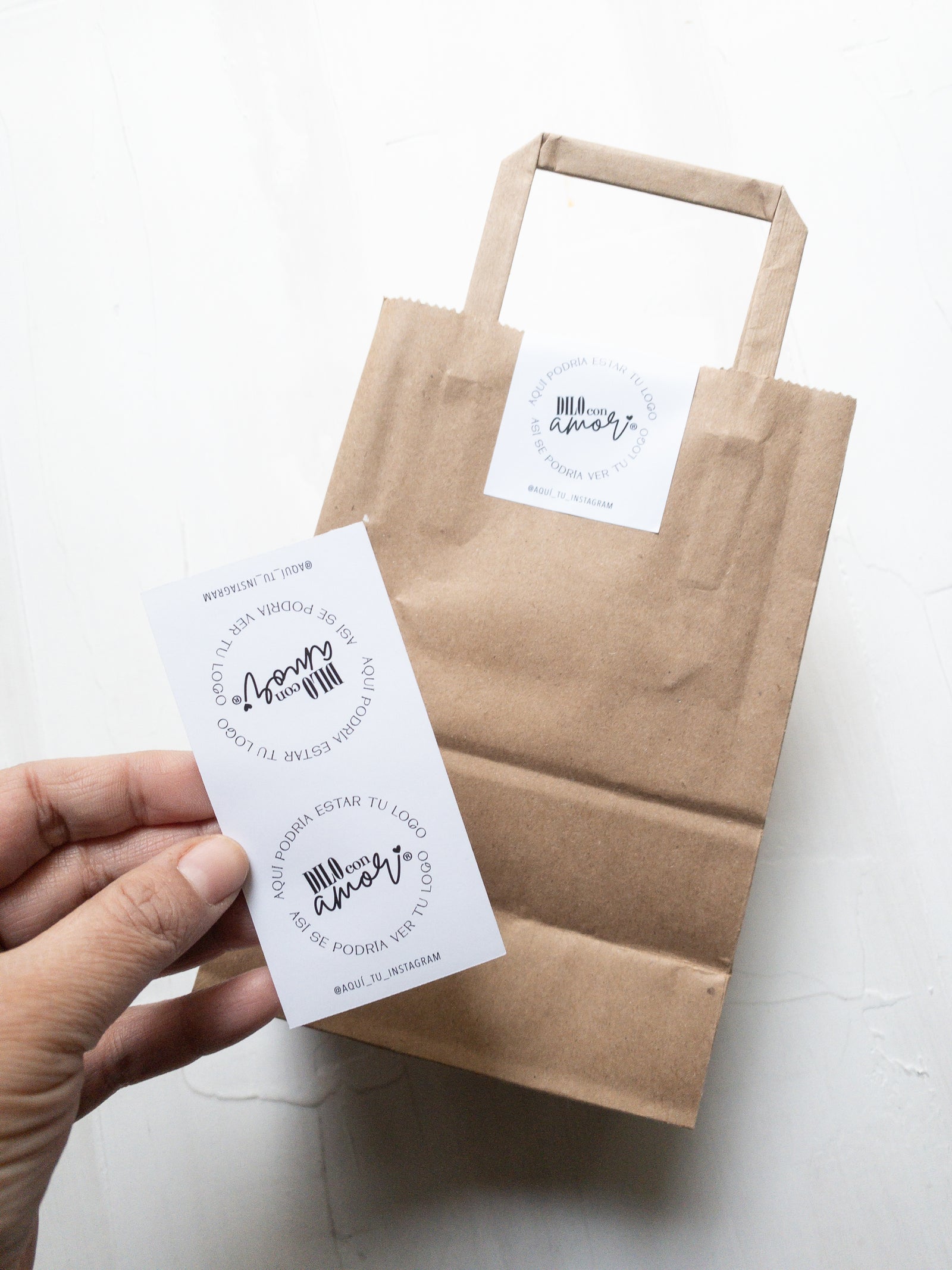 270 STICKER CIERRA BOLSA 4x8 cm CORTE RECTO + INFO PINCHANDO LA FOTO