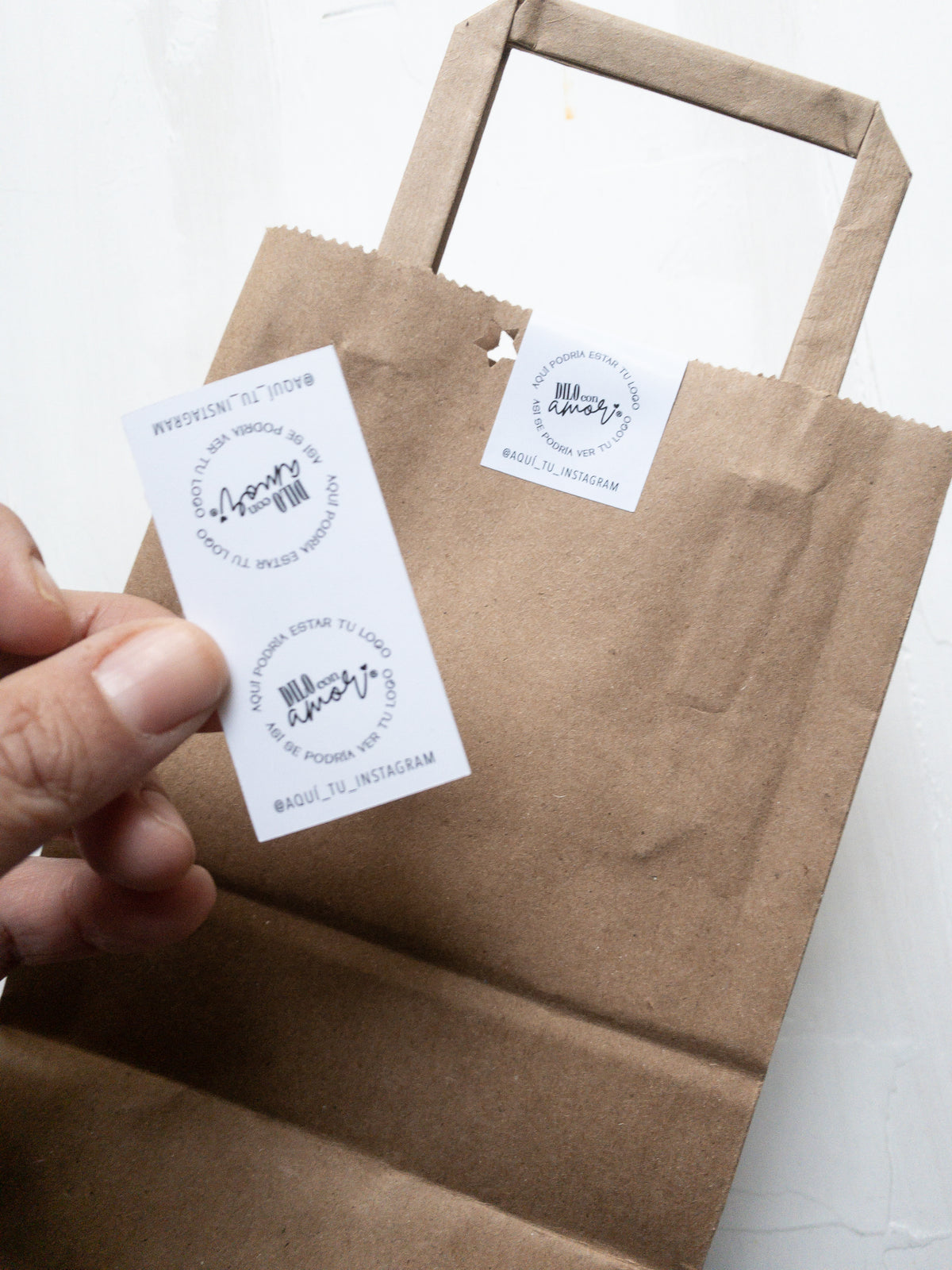 224 STICKER CIERRA BOLSA 3x6 cm CORTE RECTO + INFO PINCHANDO LA FOTO