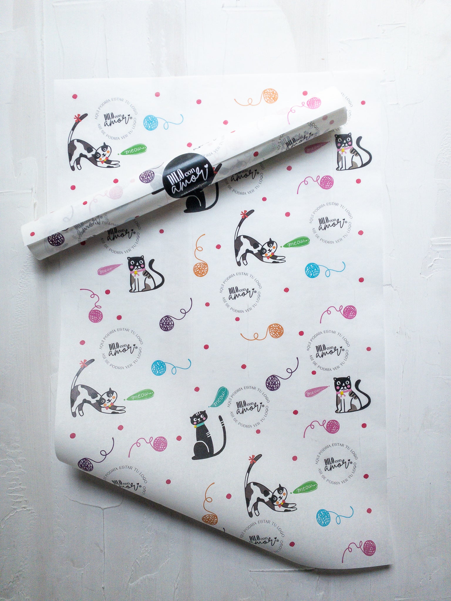 50 PAPEL MANTEQUILLA 33X50 CM - GATOS MIAU - CON LOGO + INFO PINCHANDO LA FOTO