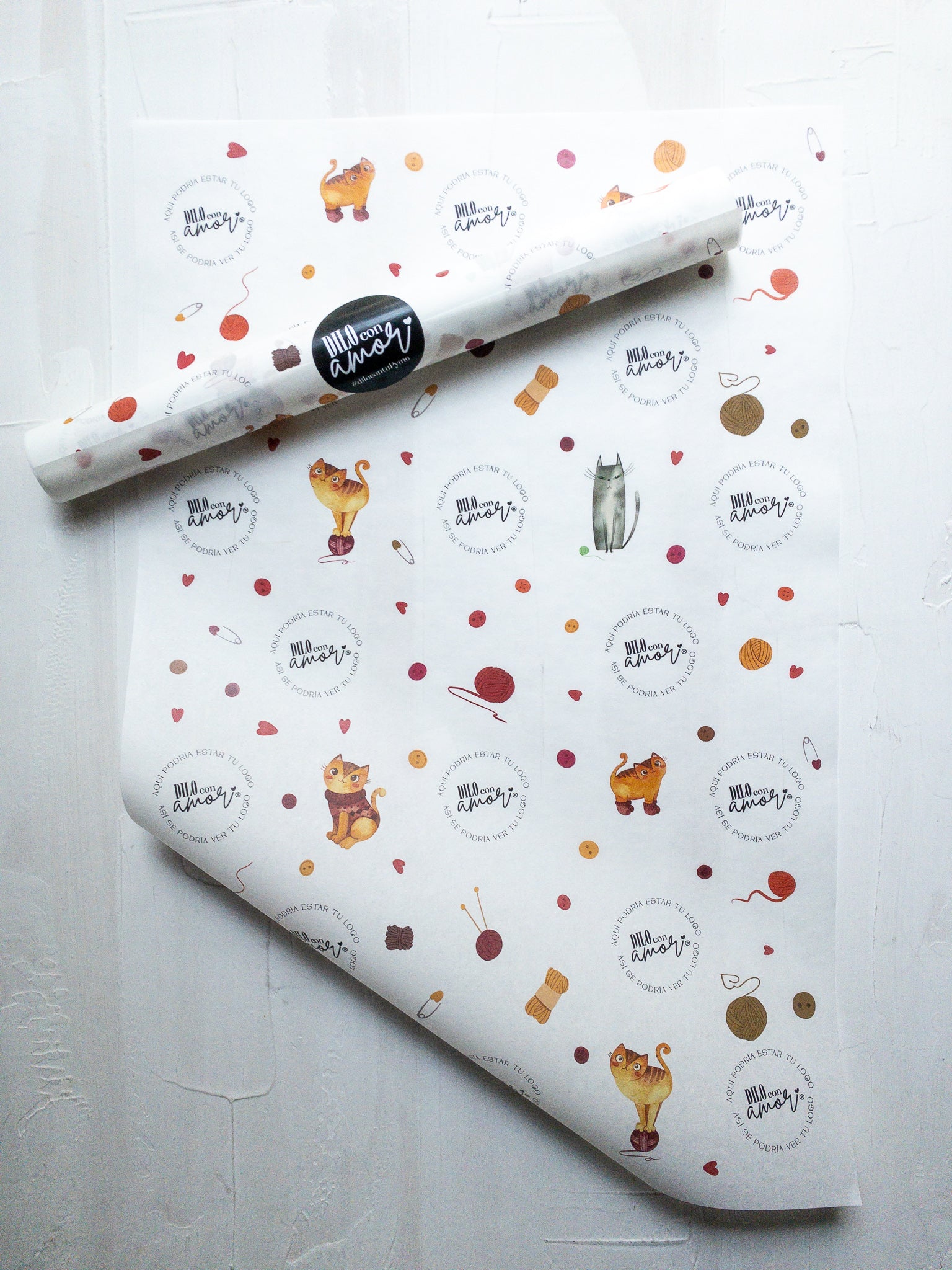 50 PAPEL MANTEQUILLA 33X50 CM - GATO CORRETIADO - CON LOGO + INFO PINCHANDO LA FOTO