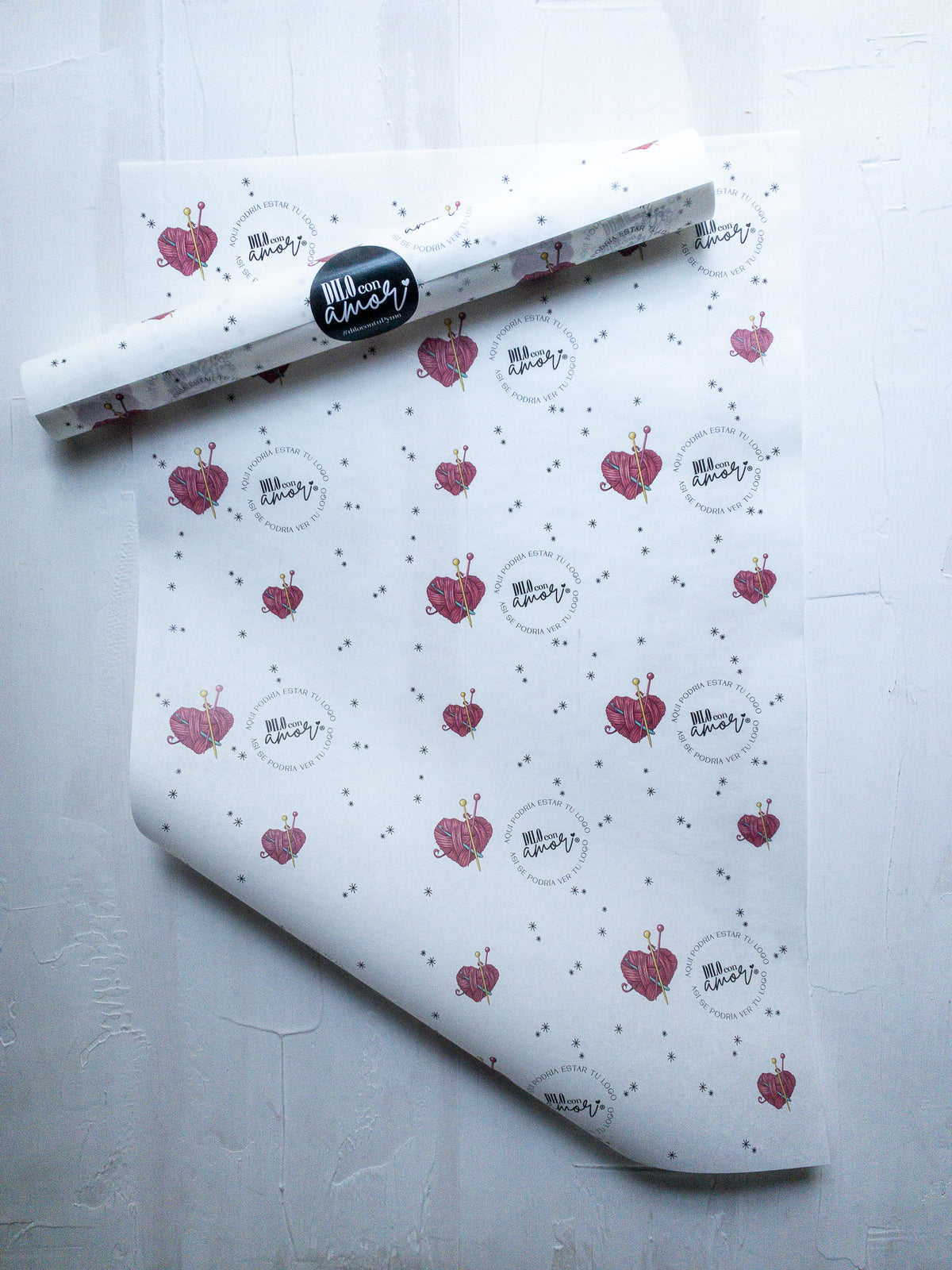 50 PAPEL MANTEQUILLA 33X50 CM - CORAZÓN DE LANA - CON LOGO + INFO PINCHANDO LA FOTO