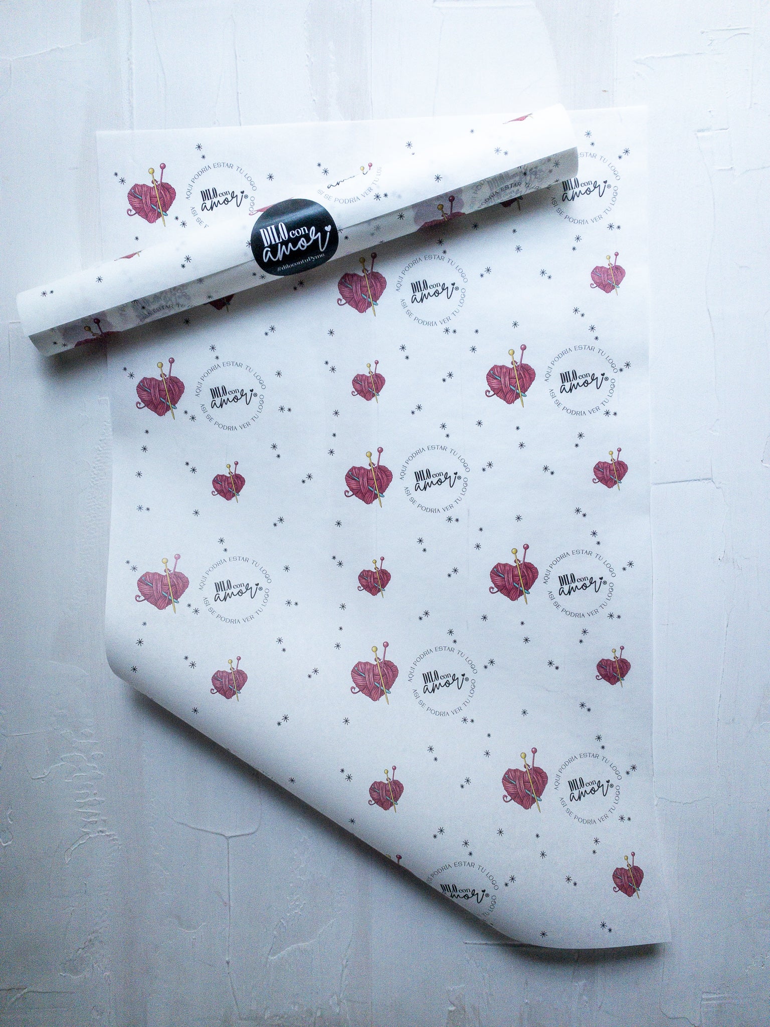 50 PAPEL MANTEQUILLA 33X50 CM - CORAZÓN DE LANA - CON LOGO + INFO PINCHANDO LA FOTO