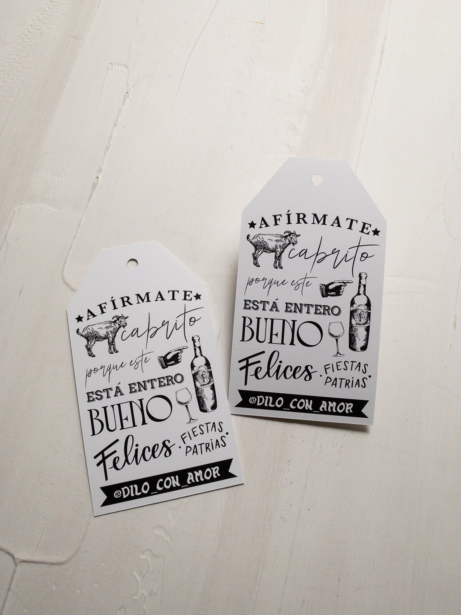 40 TAGS 6X11 CM -  AFÍRMATE CABRITO / INGRESA EN LA FOTO PARA OPCIONES