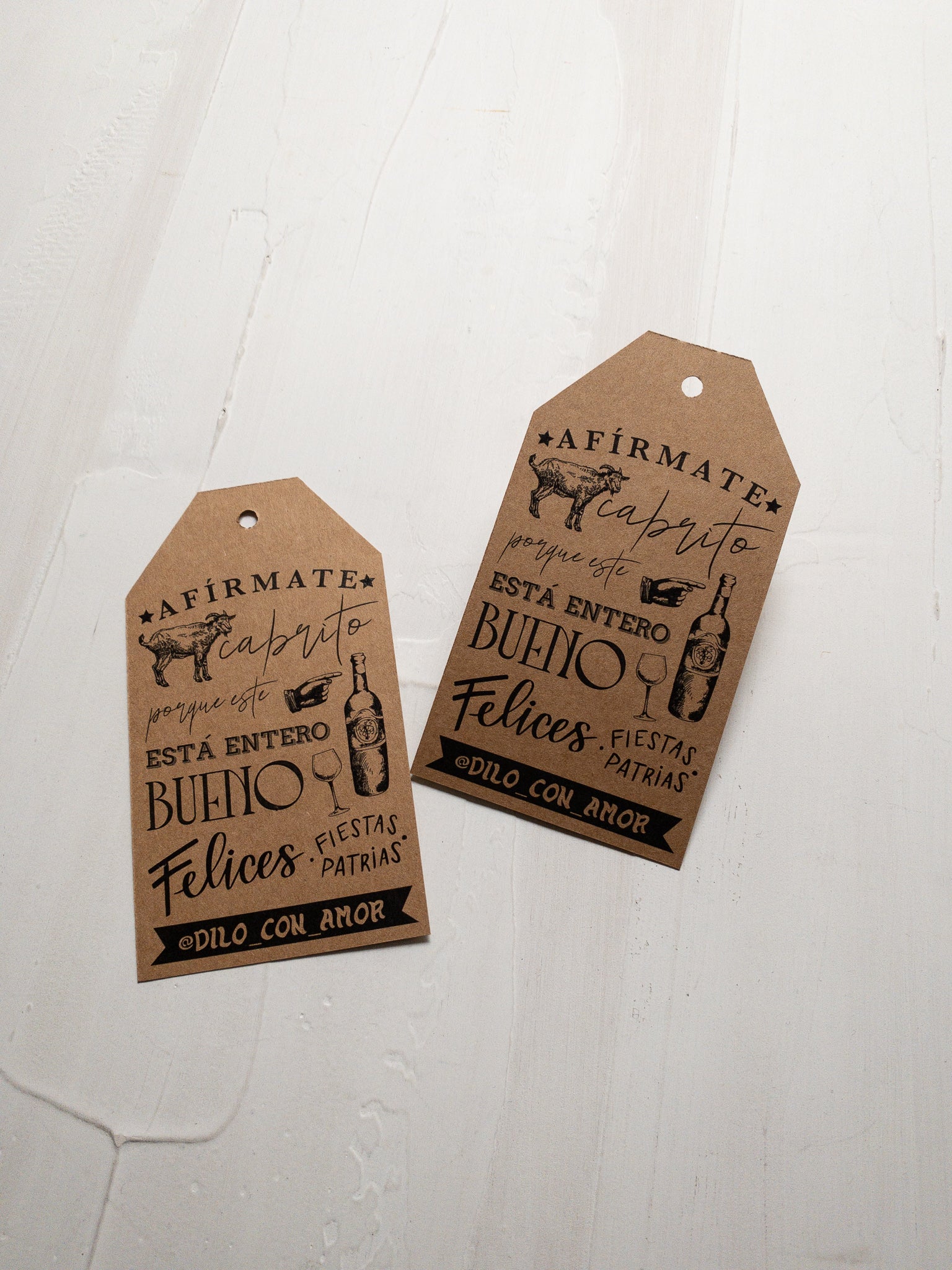 40 TAGS 6X11 CM -  AFÍRMATE CABRITO / INGRESA EN LA FOTO PARA OPCIONES