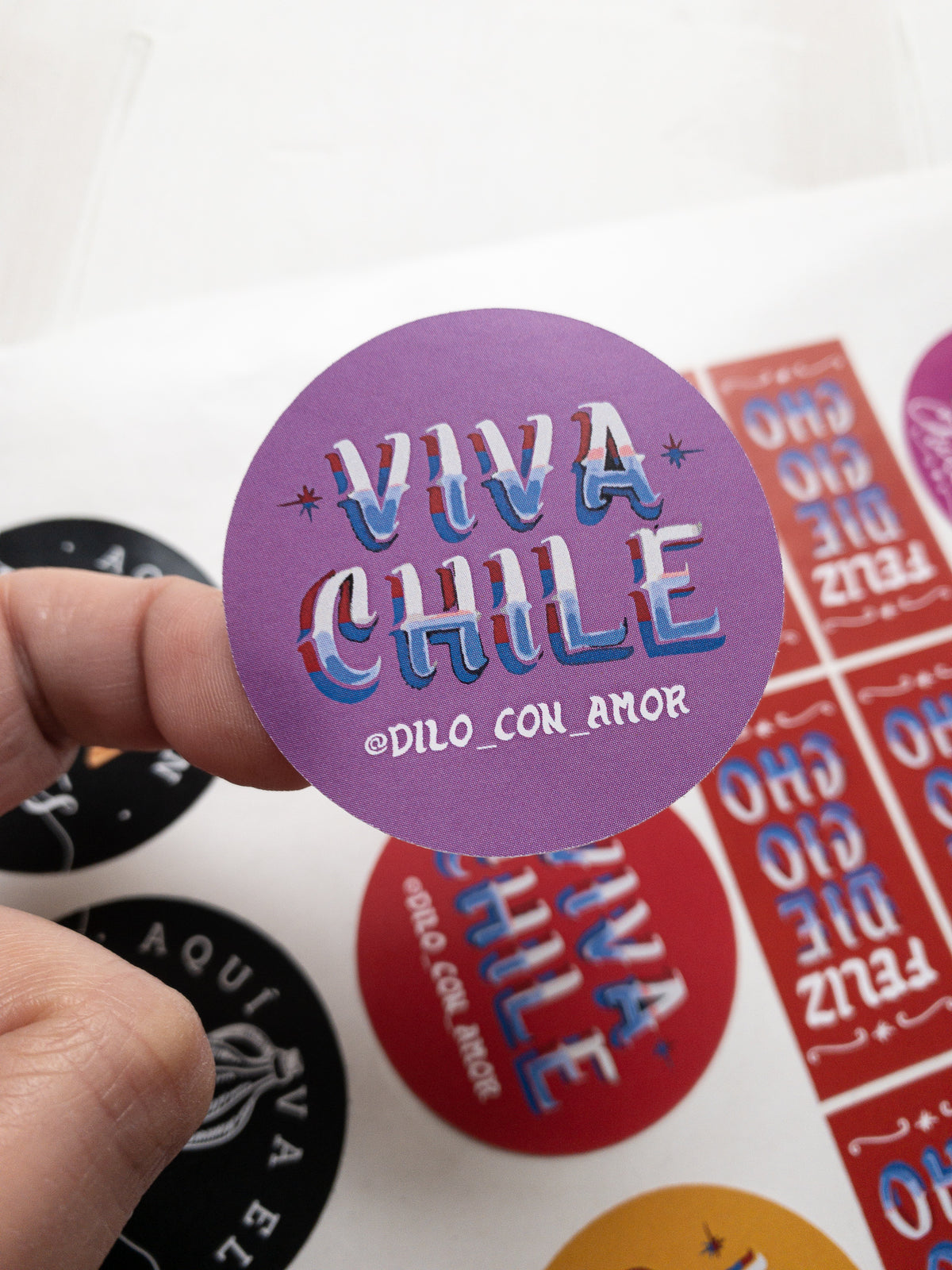 40 STICKER 5 CM -  VIVA CHILE / INGRESA EN LA FOTO PARA OPCIONES