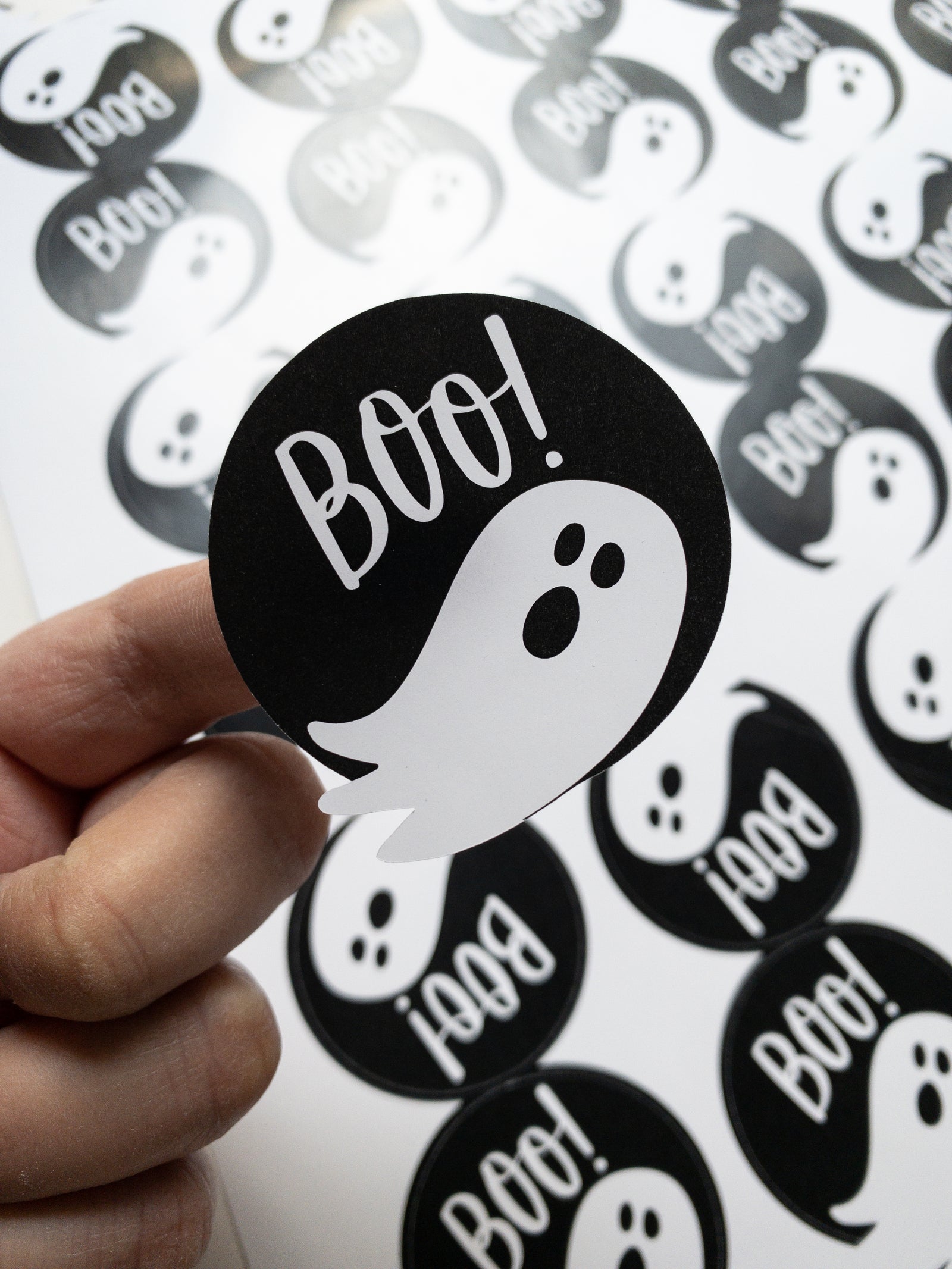 40 STICKER 5 CM -  BOO FANTASMA / INGRESA EN LA FOTO PARA + INFO