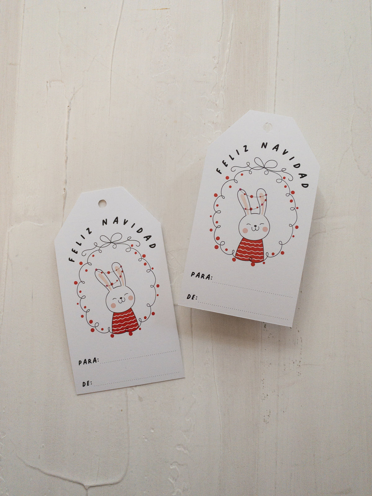 40 TAGS 6X11 CM - CONEJIN NAVIDEÑO  / INGRESA EN LA FOTO PARA OPCIONES