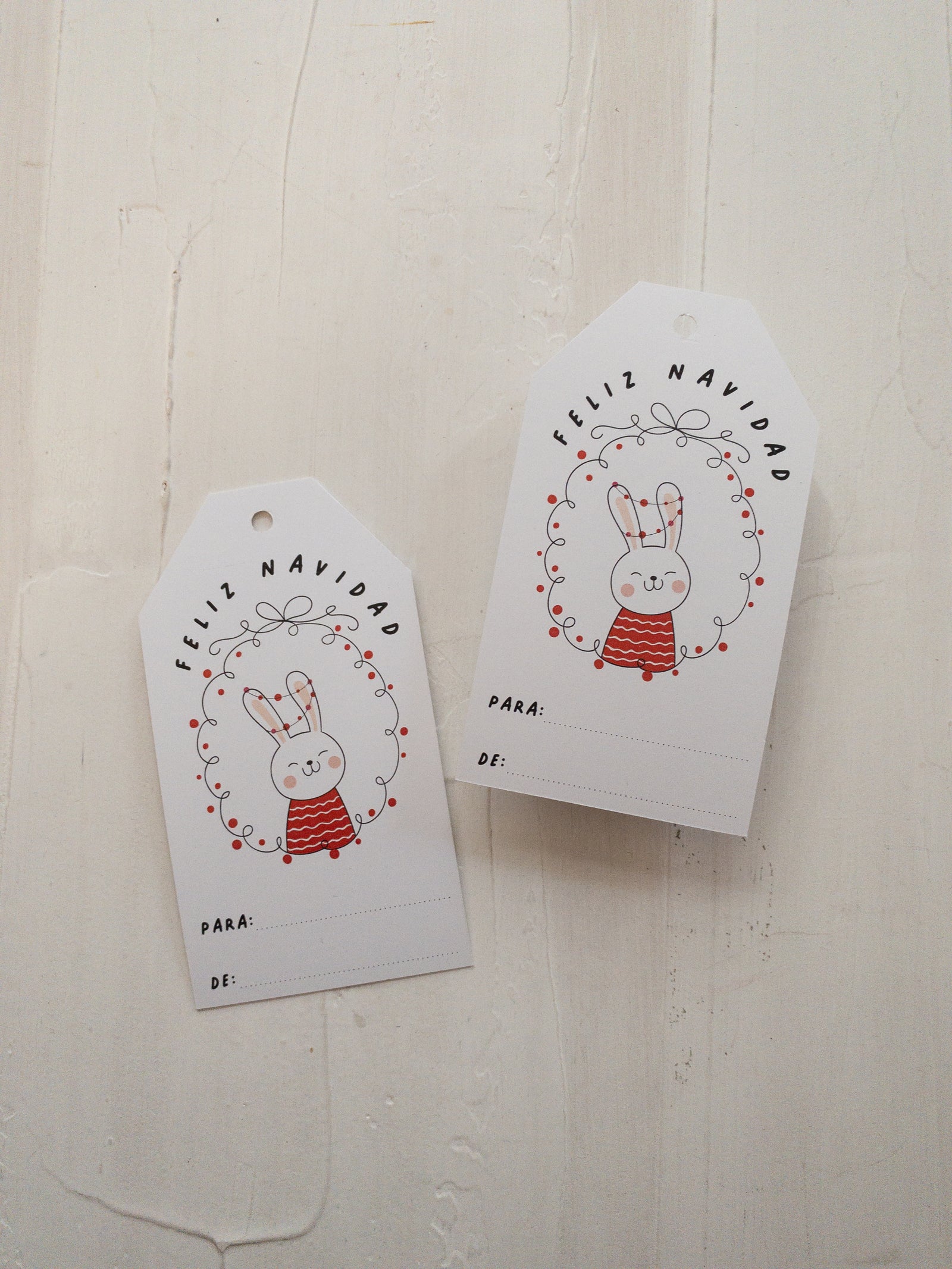 40 TAGS 6X11 CM - CONEJIN NAVIDEÑO  / INGRESA EN LA FOTO PARA OPCIONES
