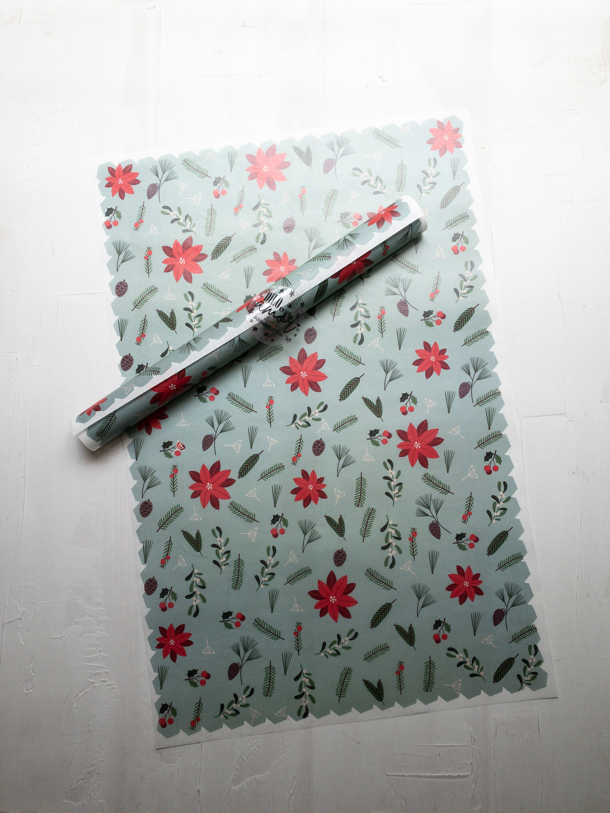 50 PAPEL MANTEQUILLA 33X50 CM - BELLA POINSETTIA - SIN LOGO + INFO PINCHANDO LA FOTO