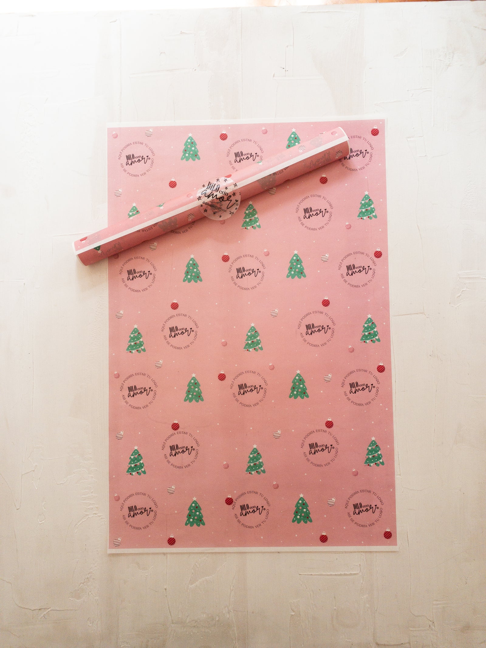 50 PAPEL MANTEQUILLA 33X50 CM - NAVIDAD EN ROSA - CON LOGO + INFO PINCHANDO LA FOTO