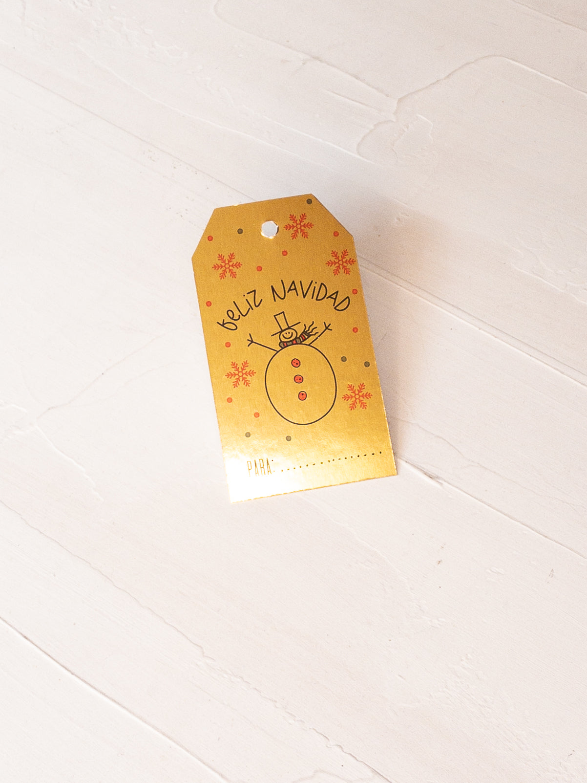 30 TAGS 5x9 CM - MONO DE NIEVE DORADO / INGRESA EN LA FOTO PARA OPCIONES