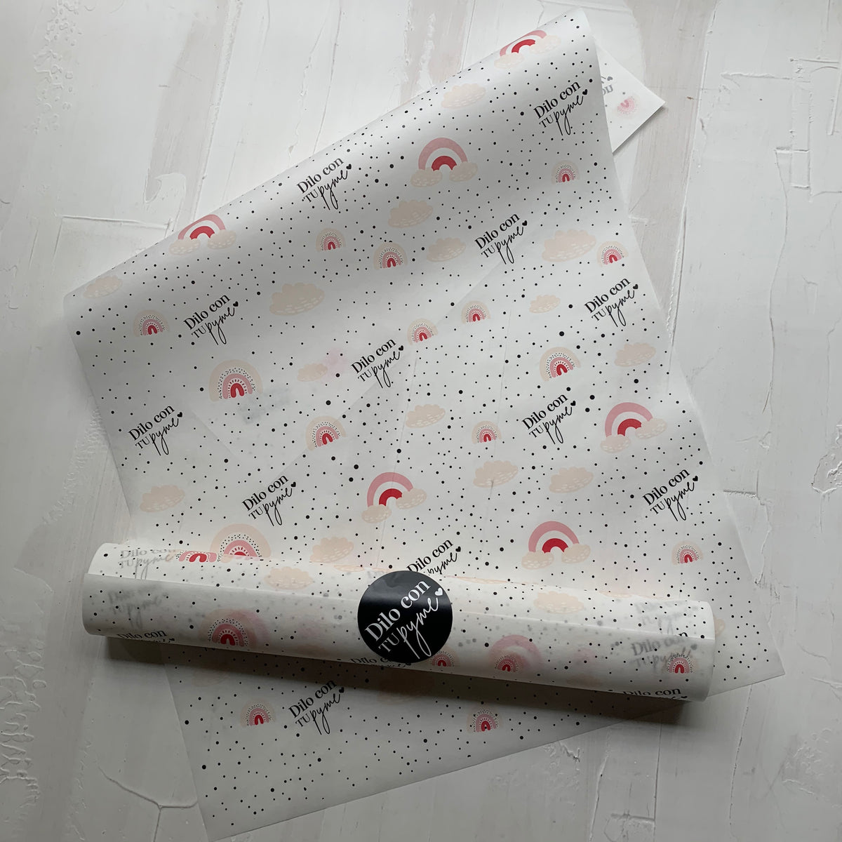 50 PAPEL MANTEQUILLA 33X50 CM - ARCOIRIS - CON LOGO + INFO PINCHANDO LA FOTO